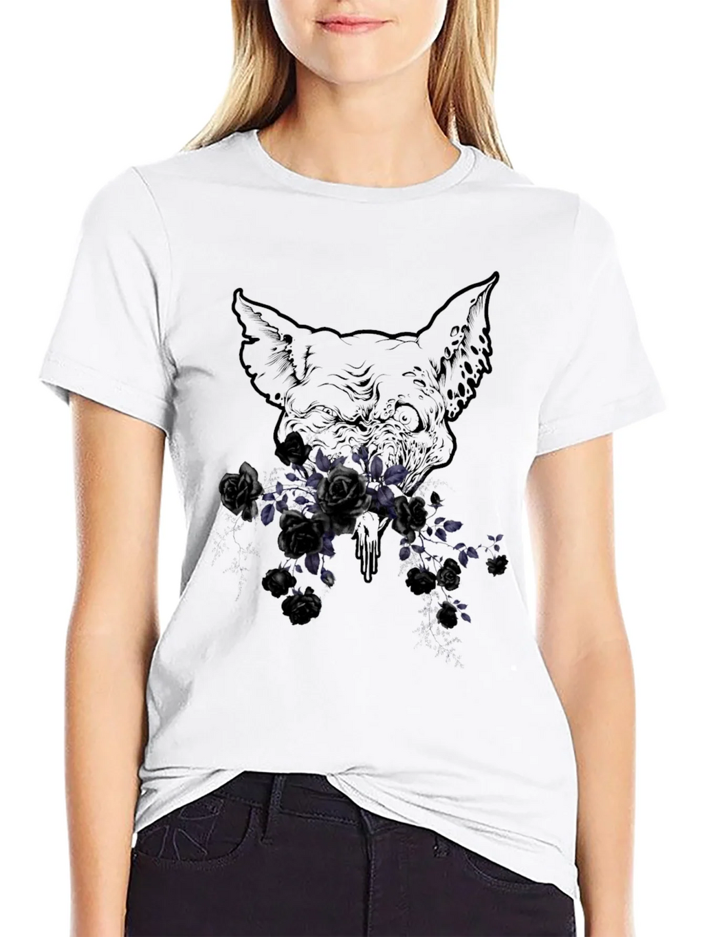 Floral Skull Graphic Print T-Shirt product image 8
