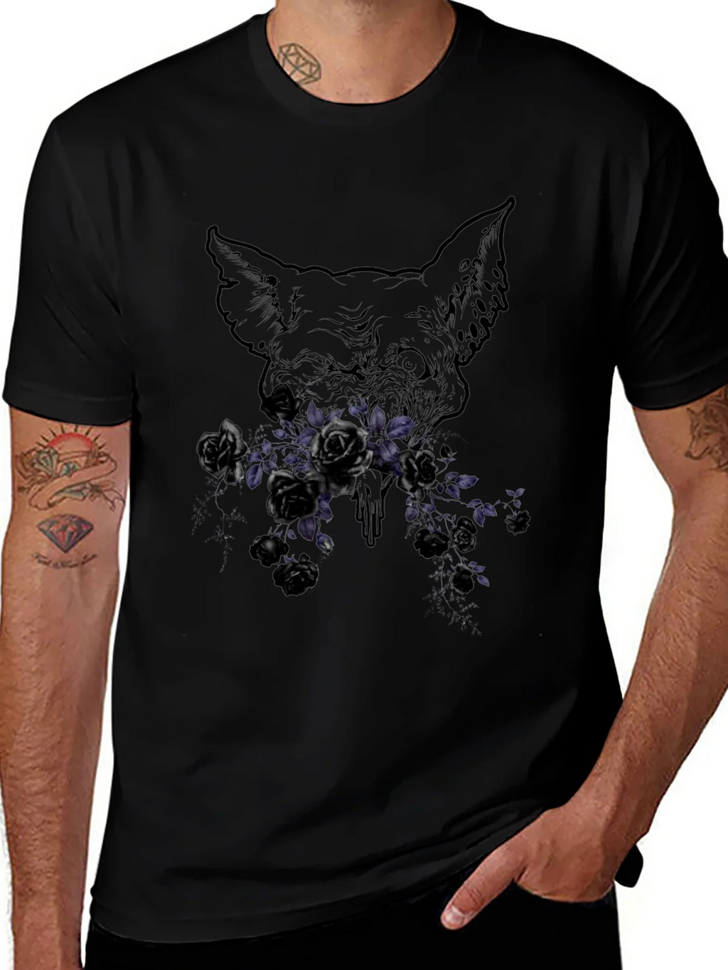 Floral Skull Graphic Print T-Shirt product image 1