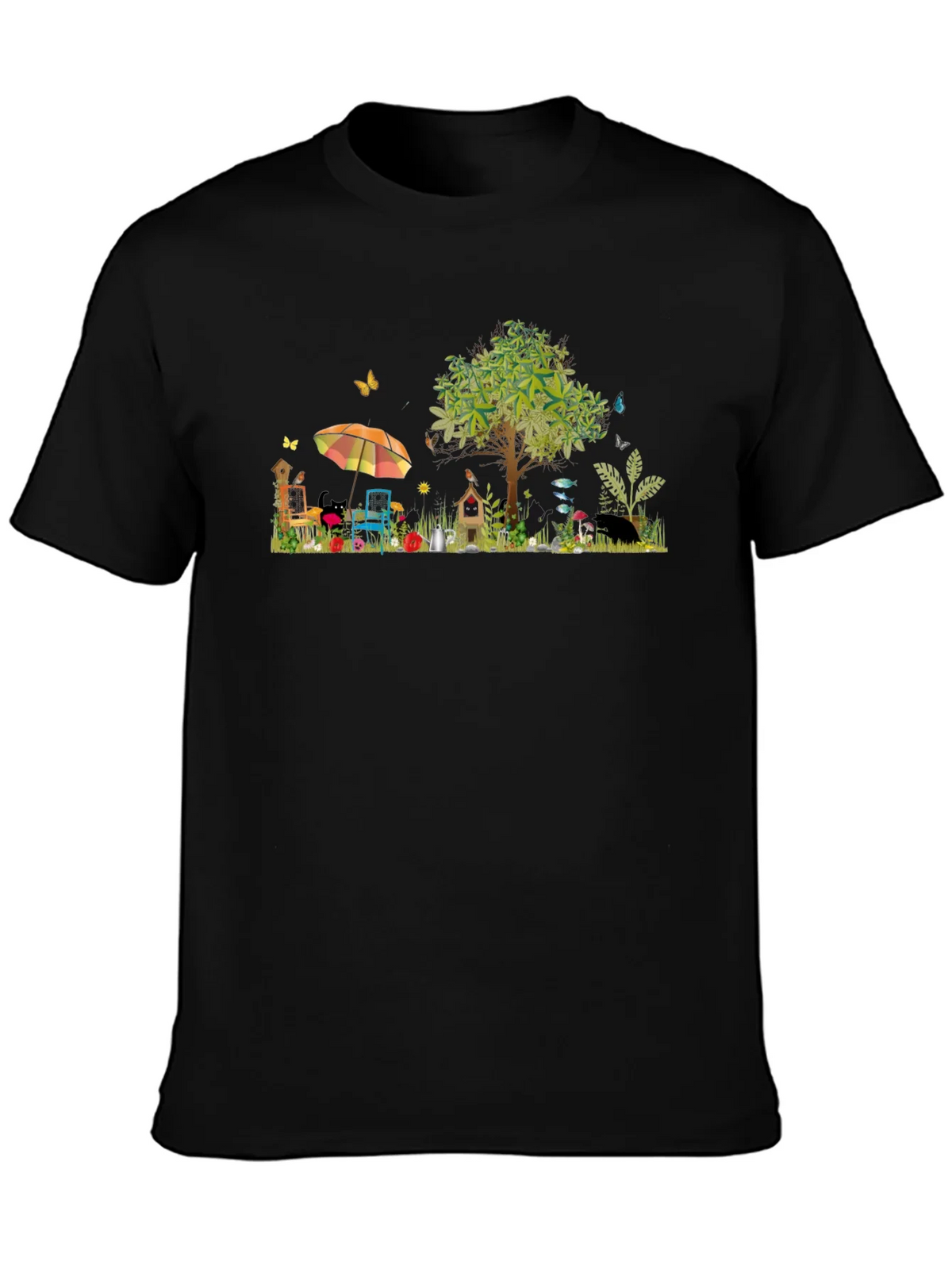Whimsical Garden Scene Graphic T-Shirt product image 3