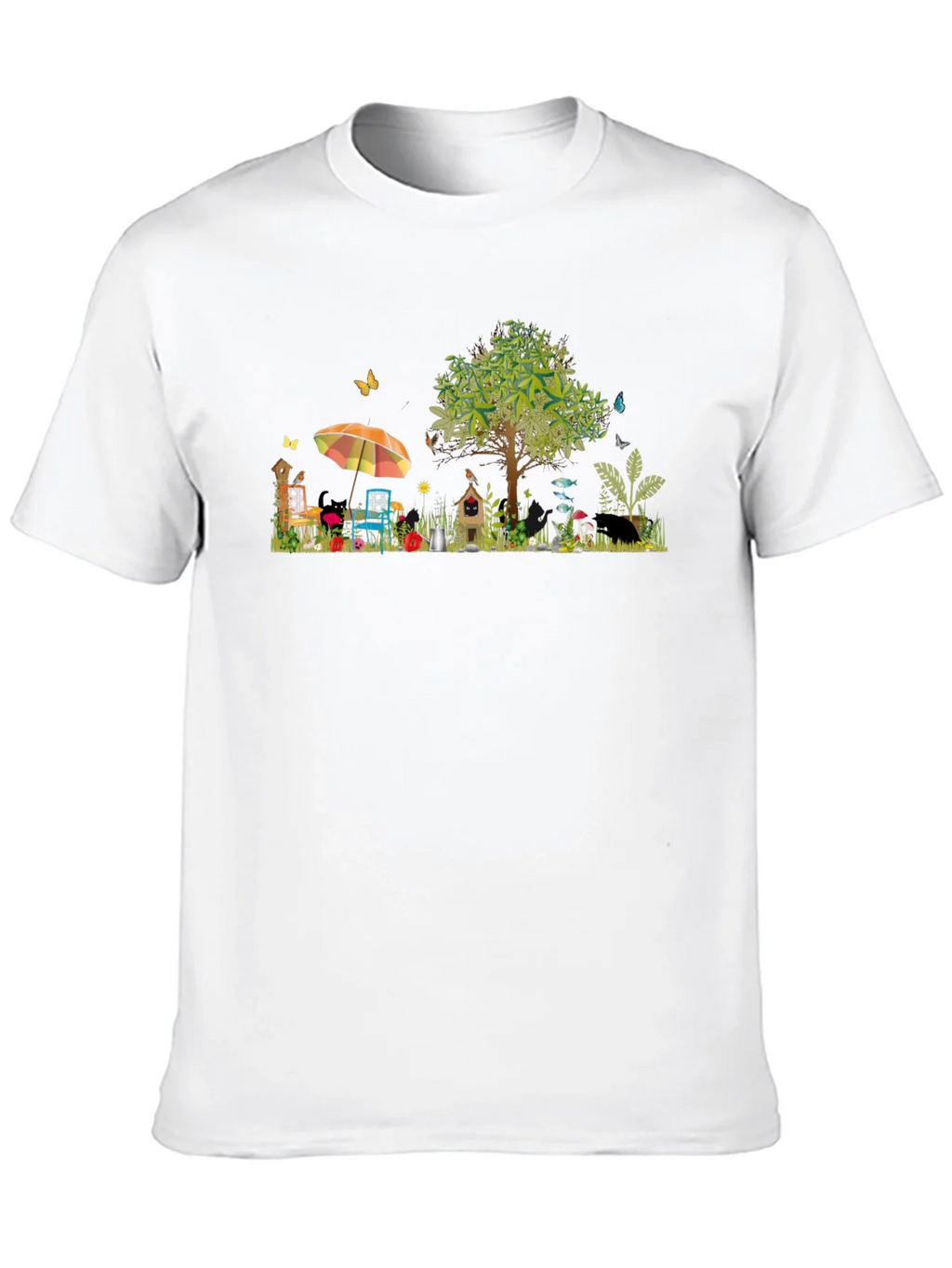 Whimsical Garden Scene Graphic T-Shirt product image 9