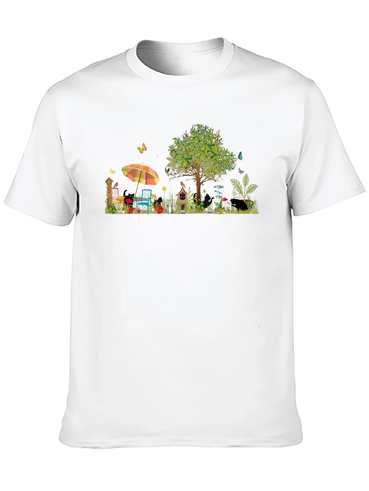 Whimsical Garden Scene Graphic T-Shirt product image 9