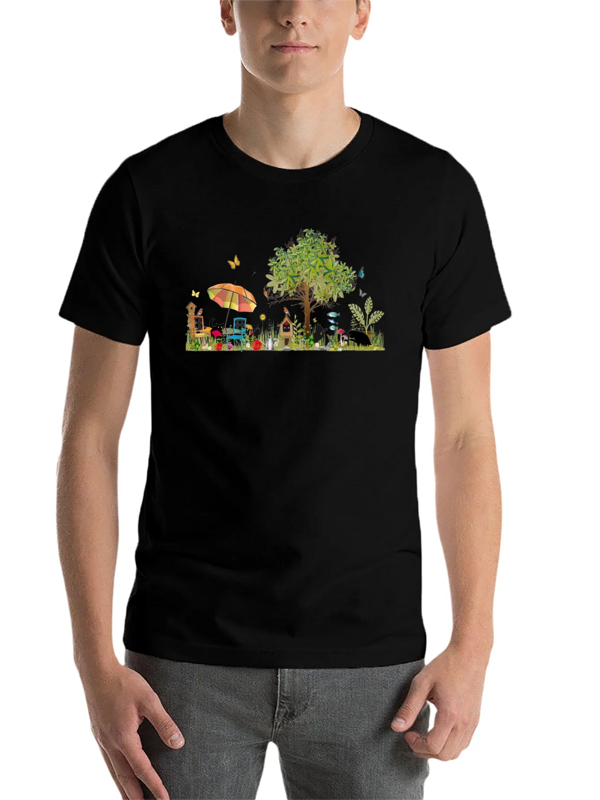 Whimsical Garden Scene Graphic T-Shirt product image 4