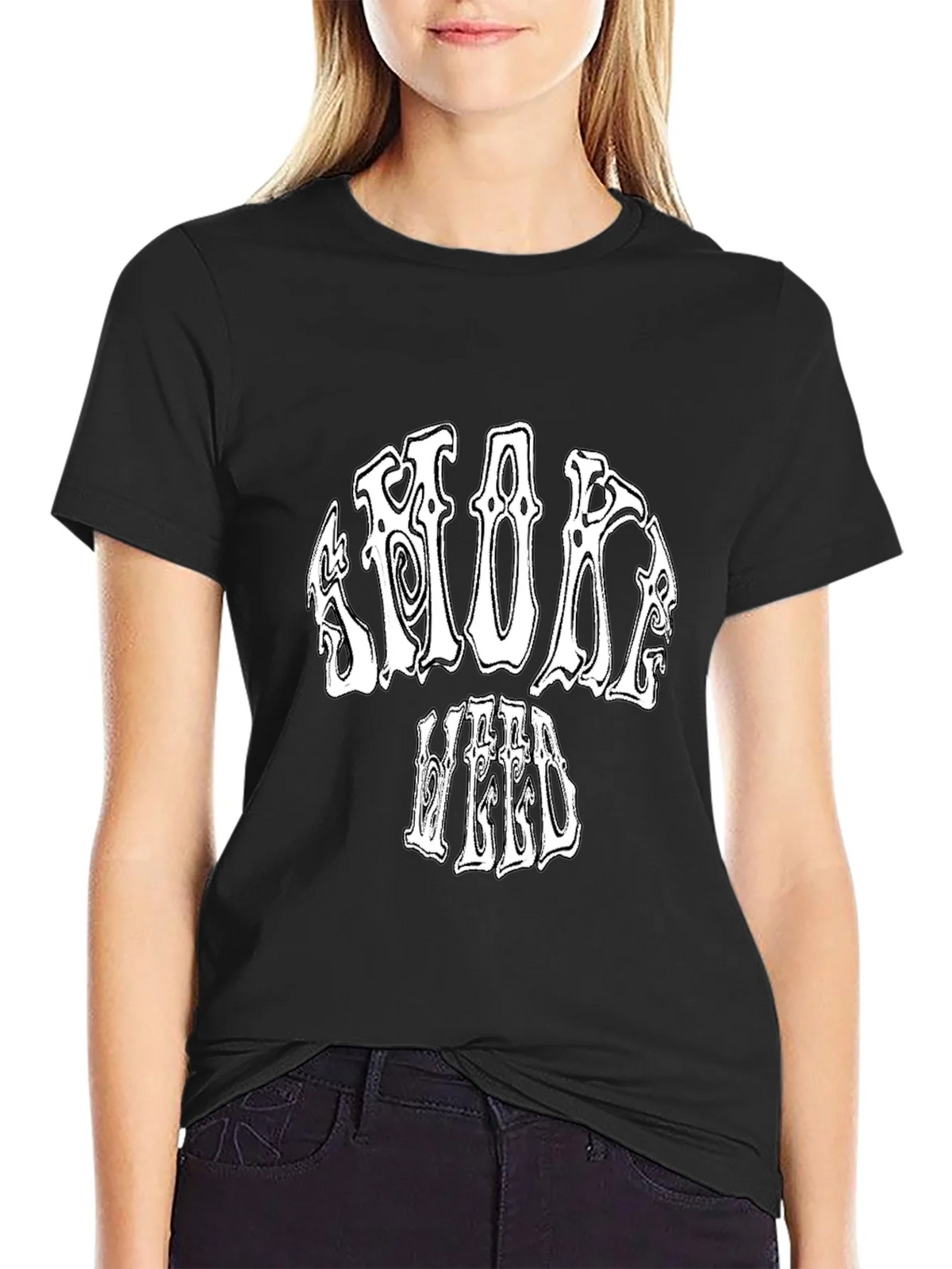 Smoke Weed Black Graphic T-Shirt product image 2
