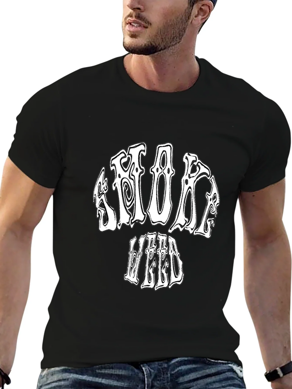 Smoke Weed Black Graphic T-Shirt product image 6