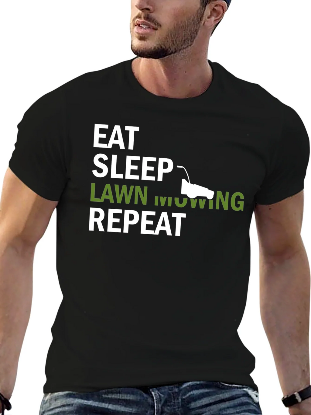 Eat Sleep Lawn Mowing Repeat Mens T-Shirt product image 5