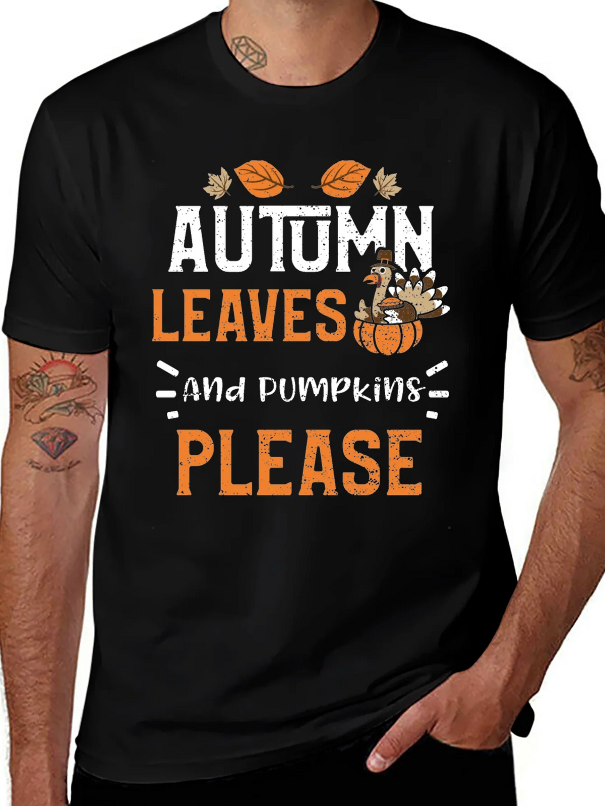 Autumn Leaves & Pumpkins Please Thanksgiving T-Shirt product image 1