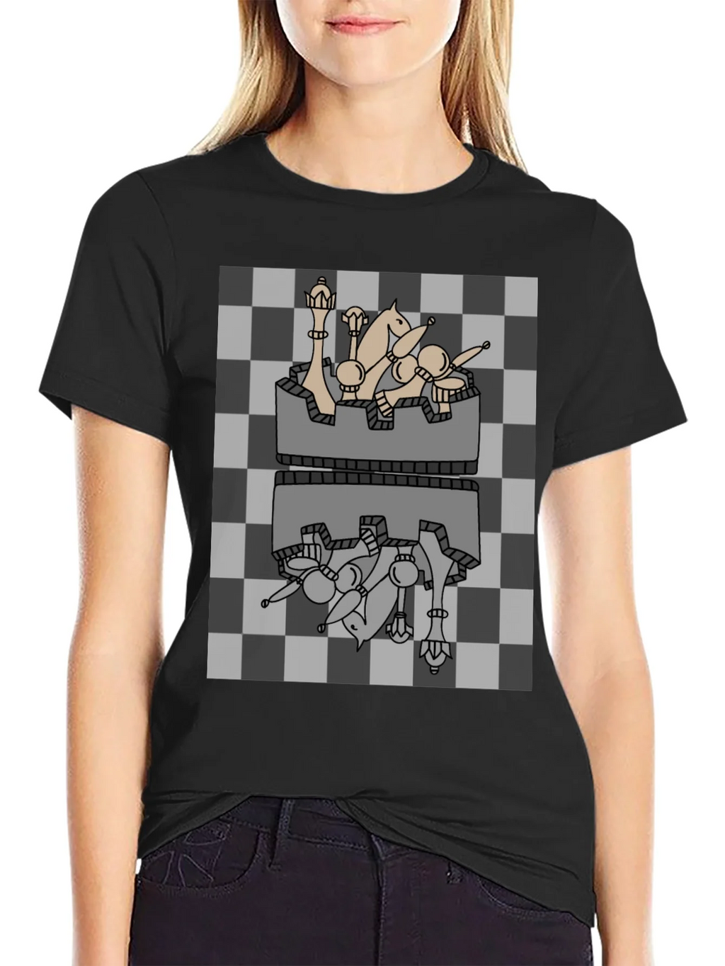 Chess Piece Reflection Graphic Tee - Black product image 2