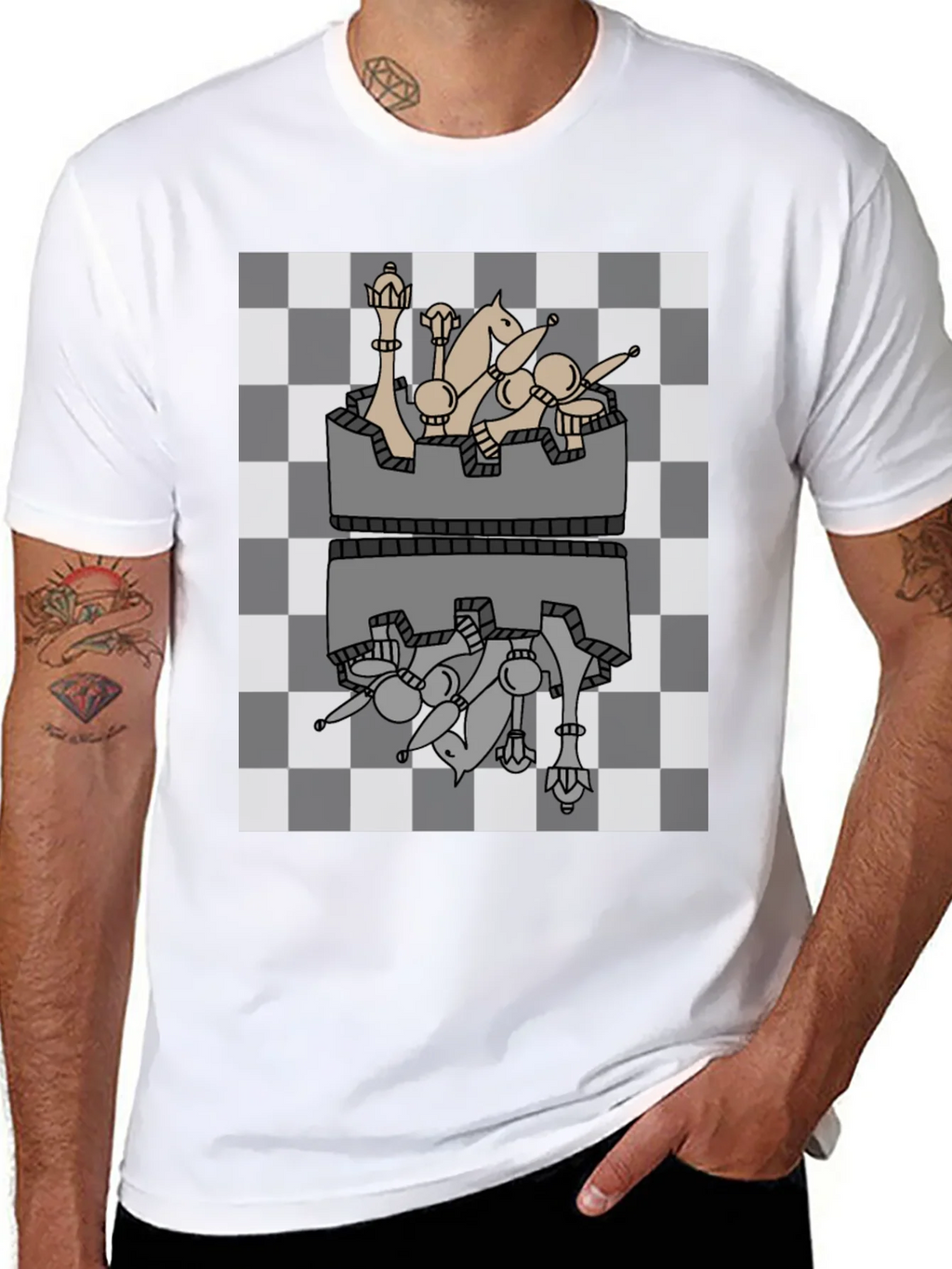 Chess Piece Reflection Graphic Tee - Black product image 7