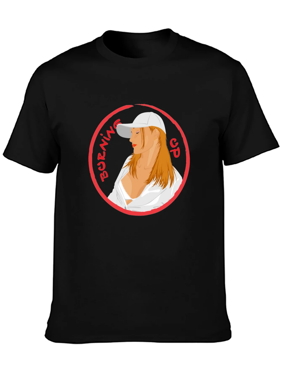 Burning Up Graphic Tee - Cool Circle Design Black T-Shirt product image 3