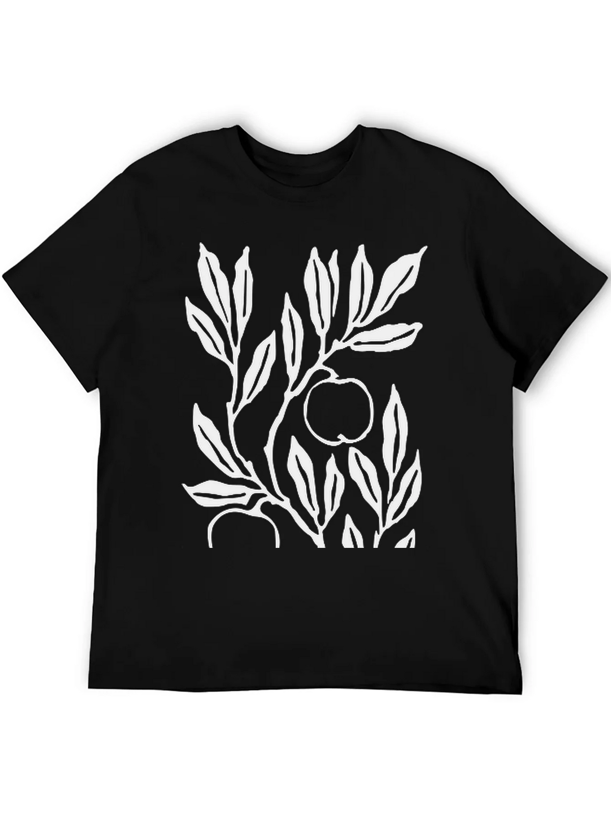 Botanical Apple Branch Print Black T-Shirt product image 5