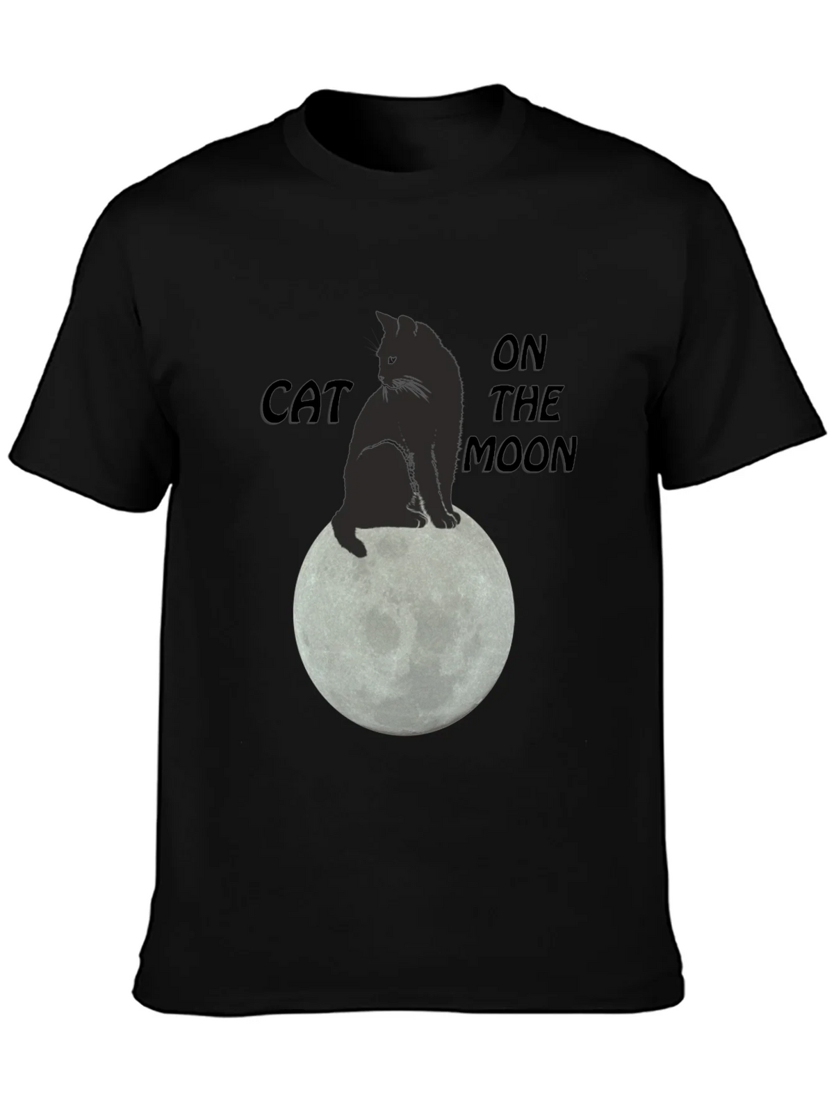 Cat On The Moon Graphic T-Shirt - Black product image 3