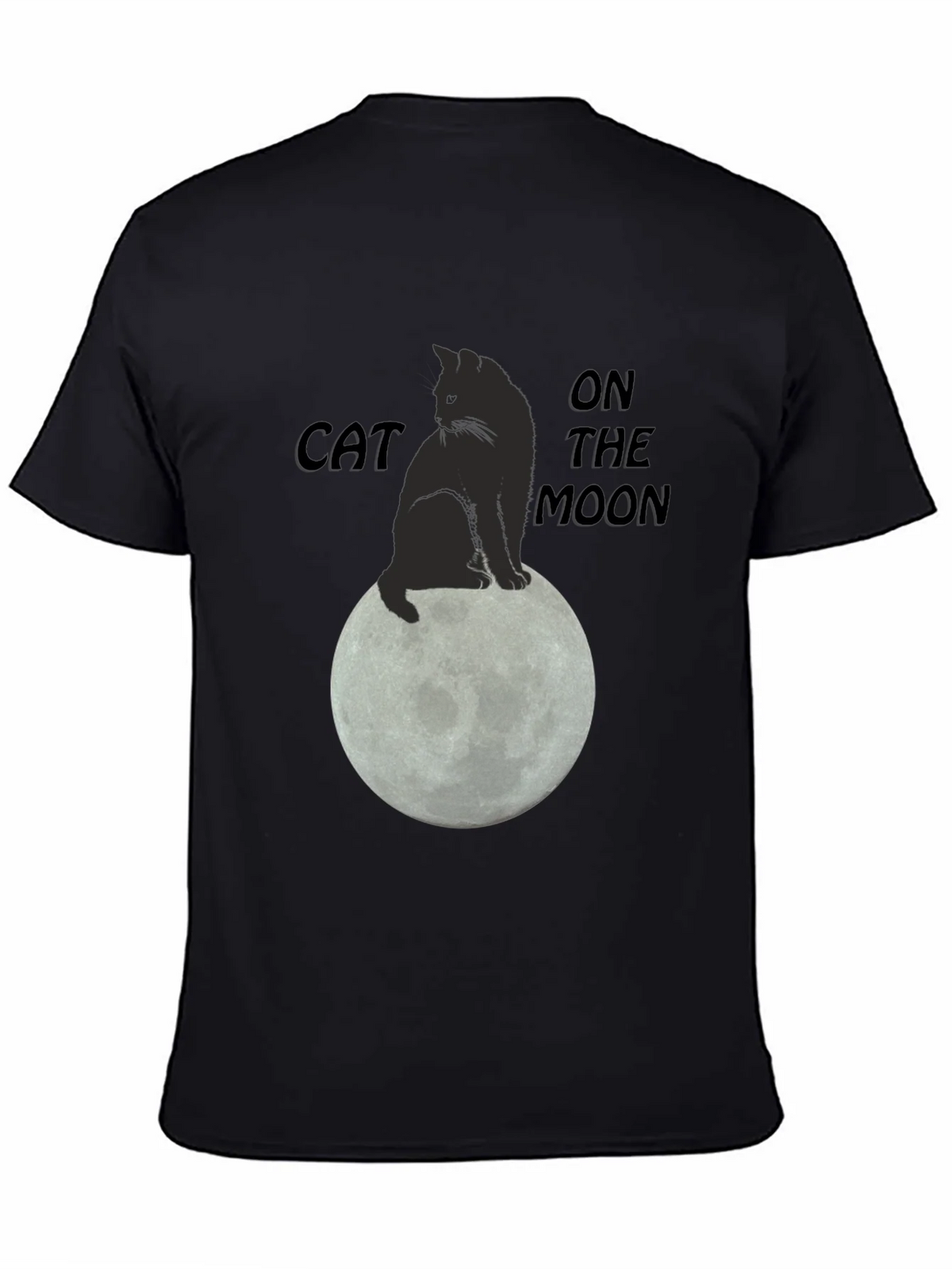 Cat On The Moon Graphic T-Shirt - Black product image 4