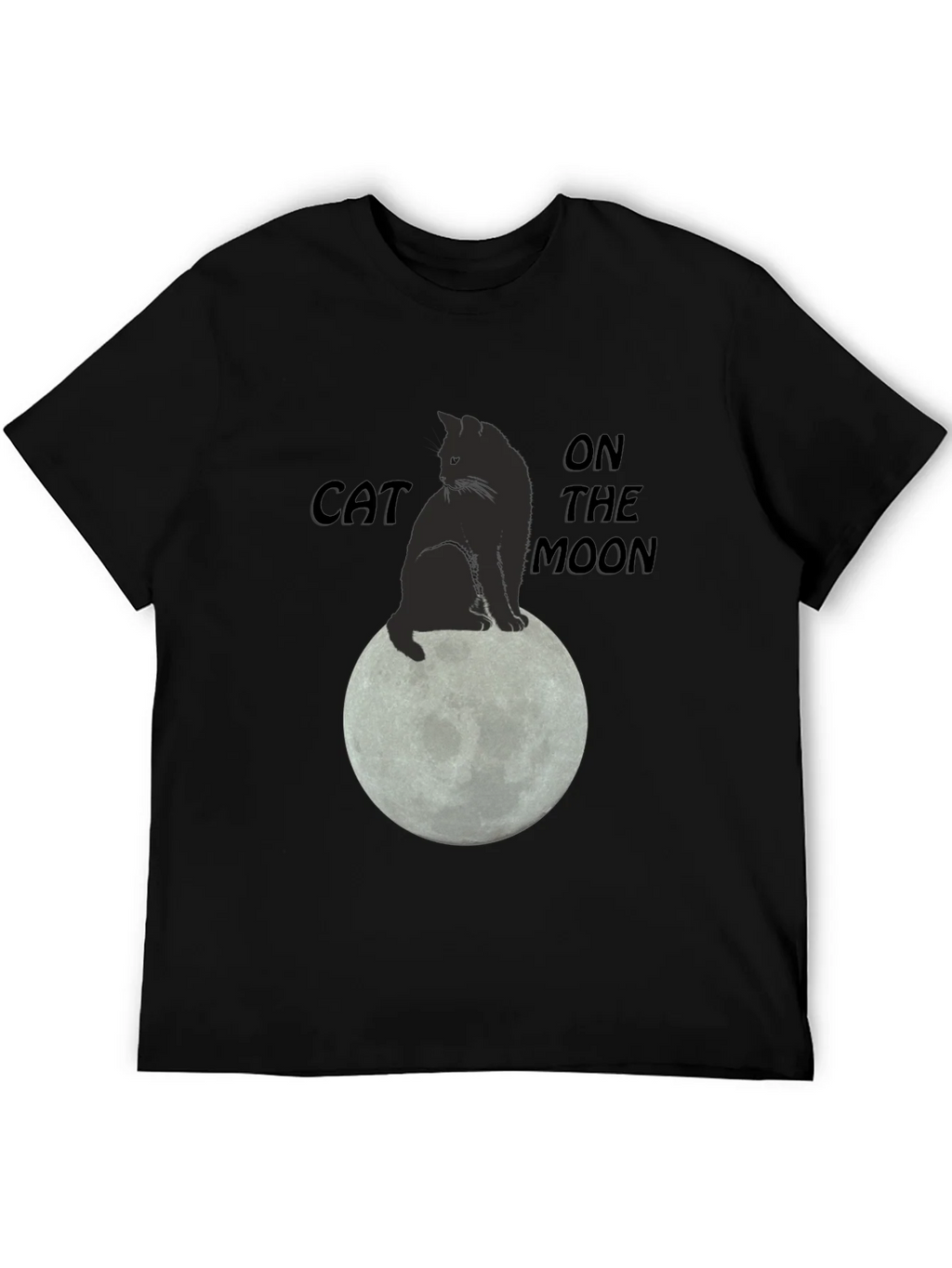 Cat On The Moon Graphic T-Shirt - Black product image 5