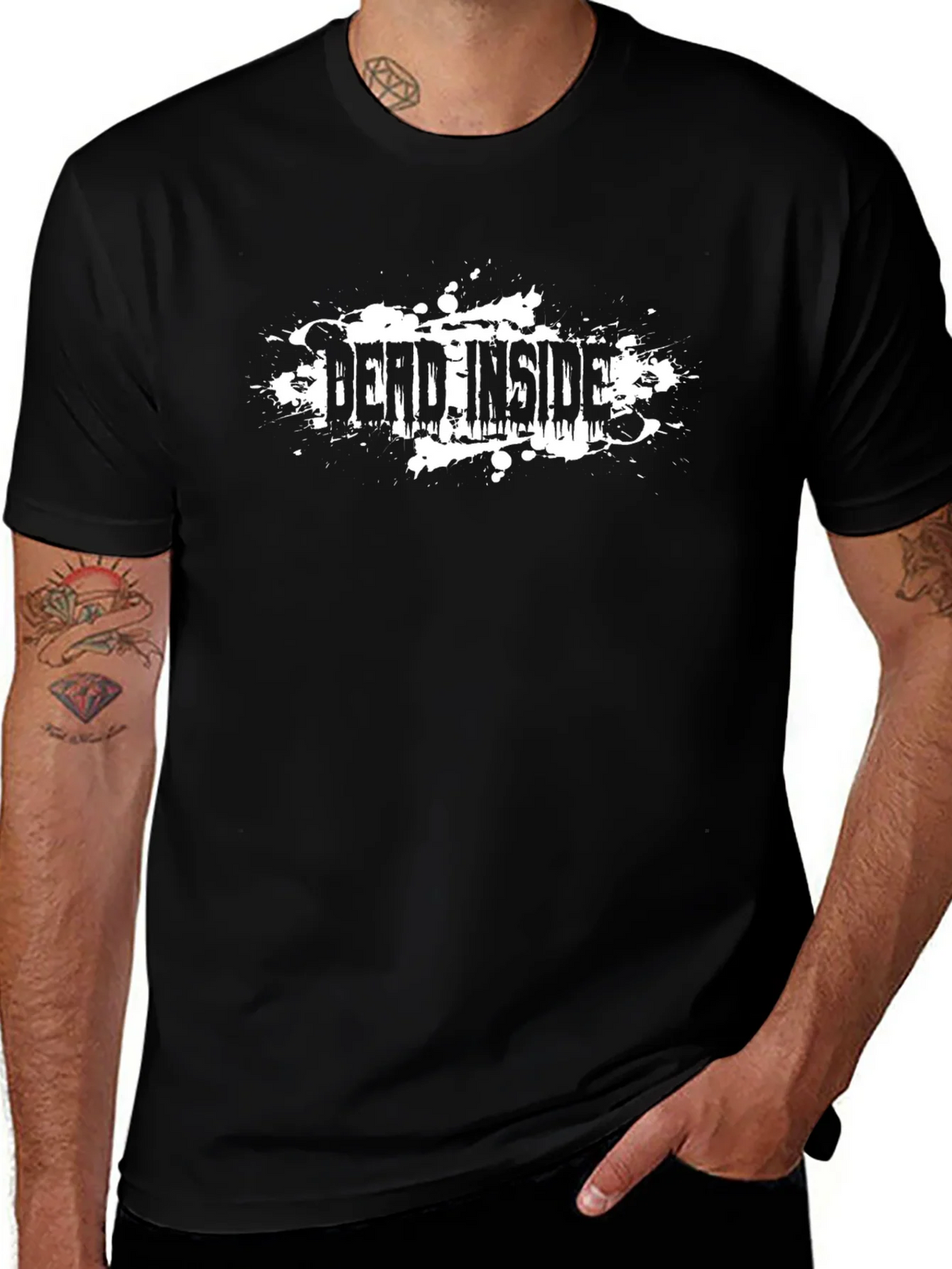Dead Inside Black T-Shirt Grunge Design product image 1