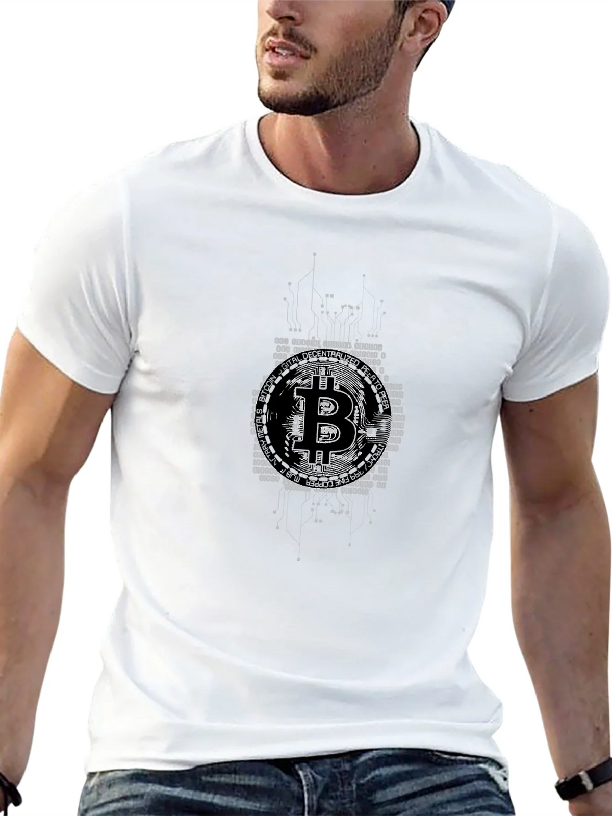 Bitcoin Digital Code Graphic Black T-Shirt product image 12