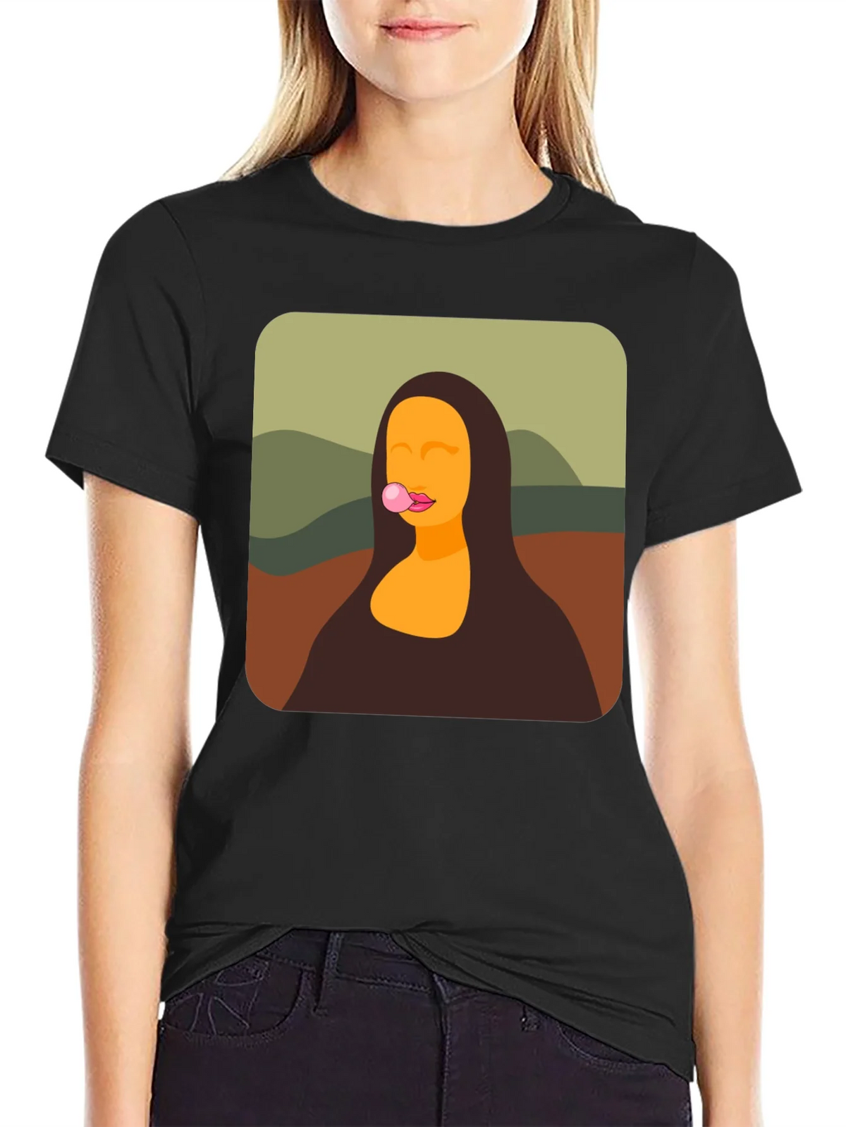Mona Lisa Bubble Gum Black T-Shirt product image 2