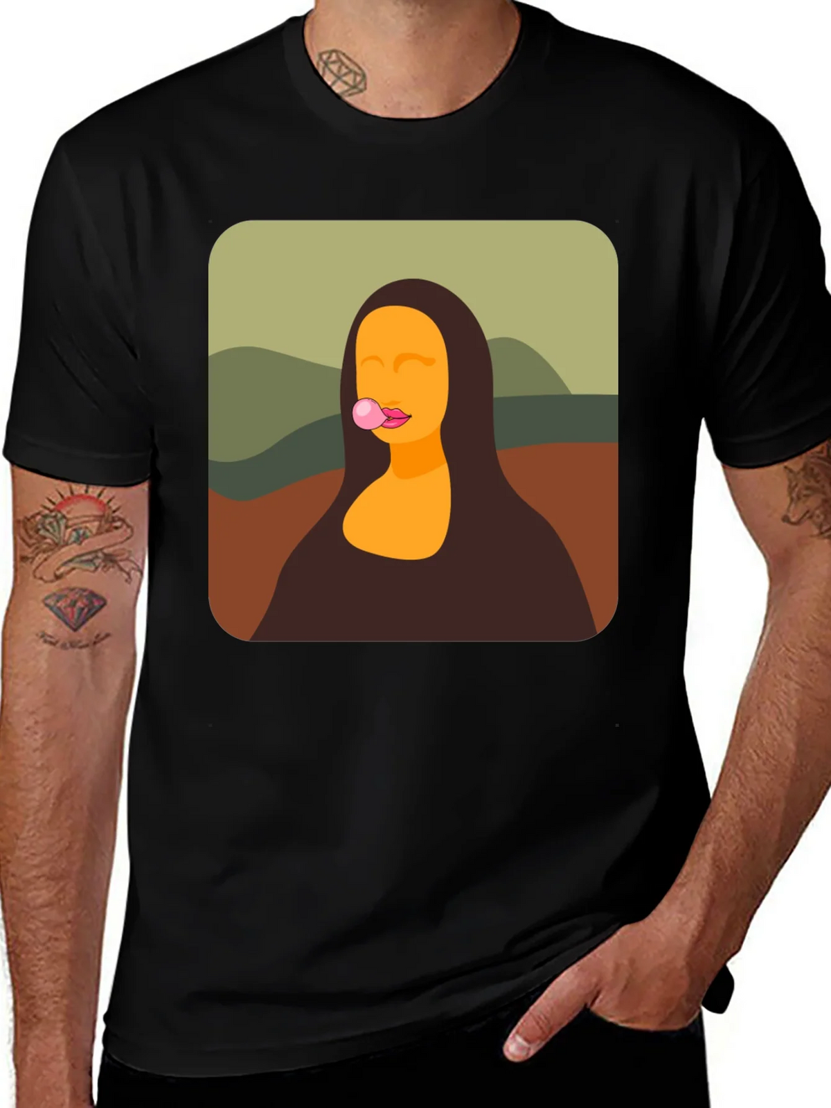 Mona Lisa Bubble Gum Black T-Shirt product image 1