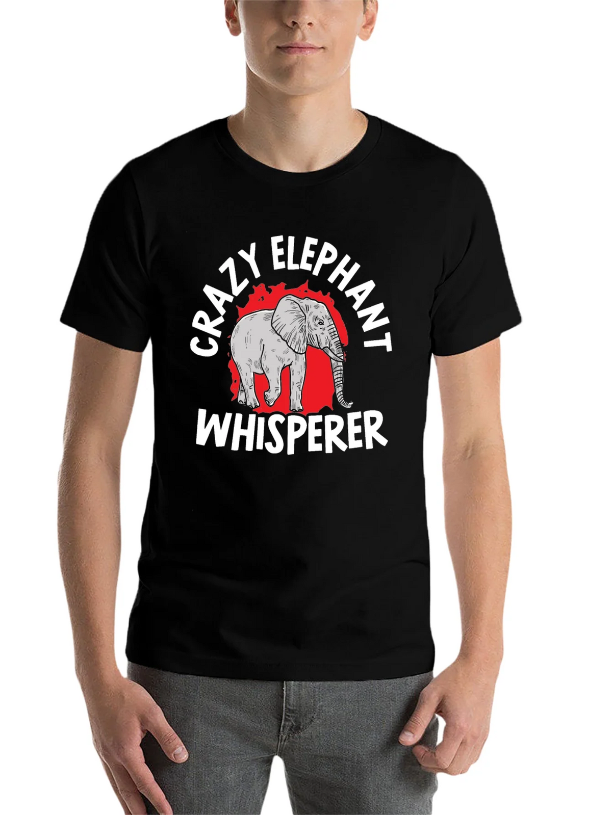 Crazy Elephant Whisperer Black Graphic T-Shirt product image 4