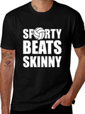 Sporty Beats Skinny Black Graphic T-Shirt product image 1
