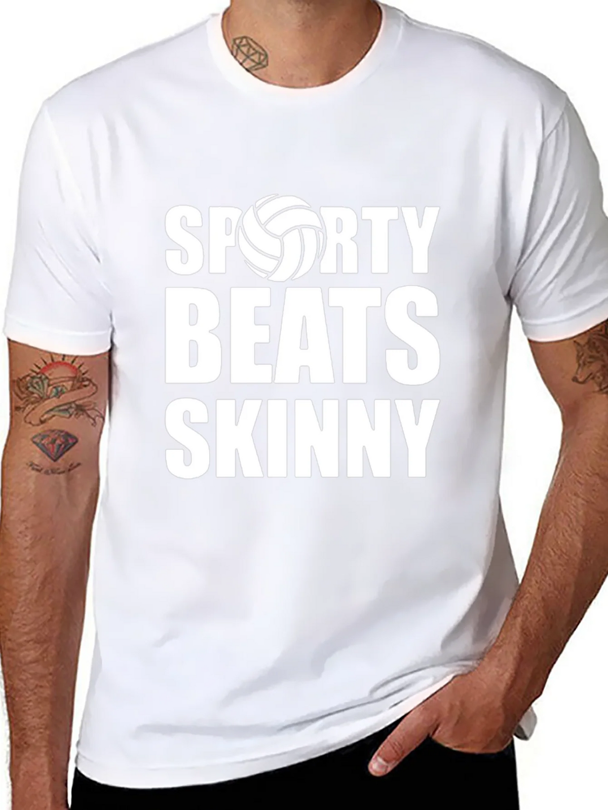 Sporty Beats Skinny Black Graphic T-Shirt product image 7