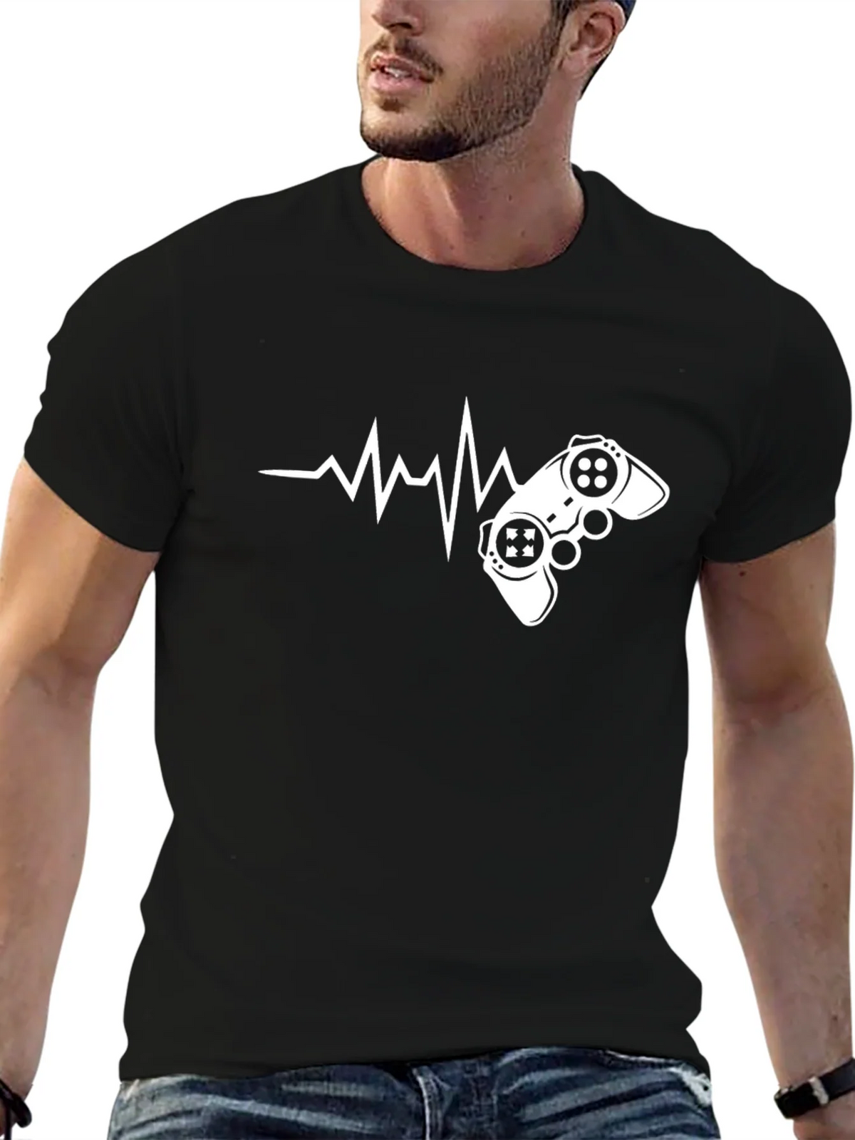 Gamer Heartbeat Graphic T-Shirt - Black product image 6