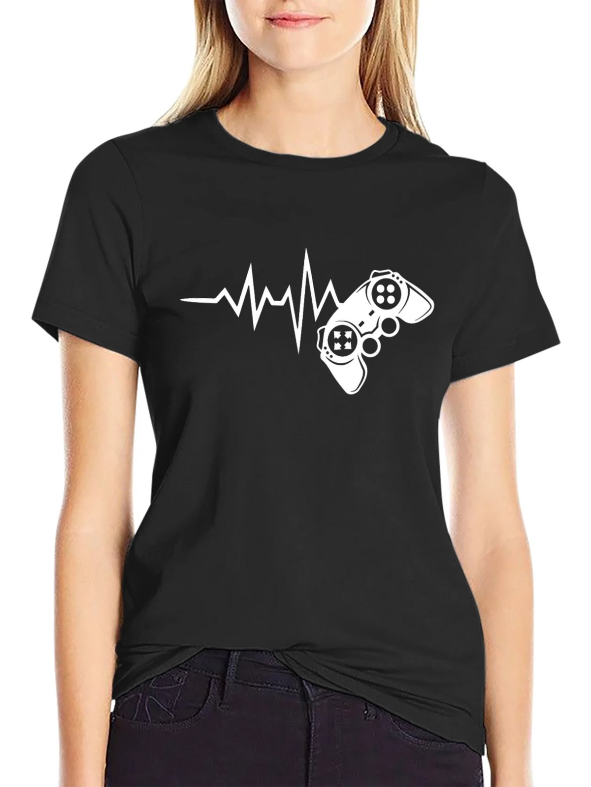 Gamer Heartbeat Graphic T-Shirt - Black product image 2