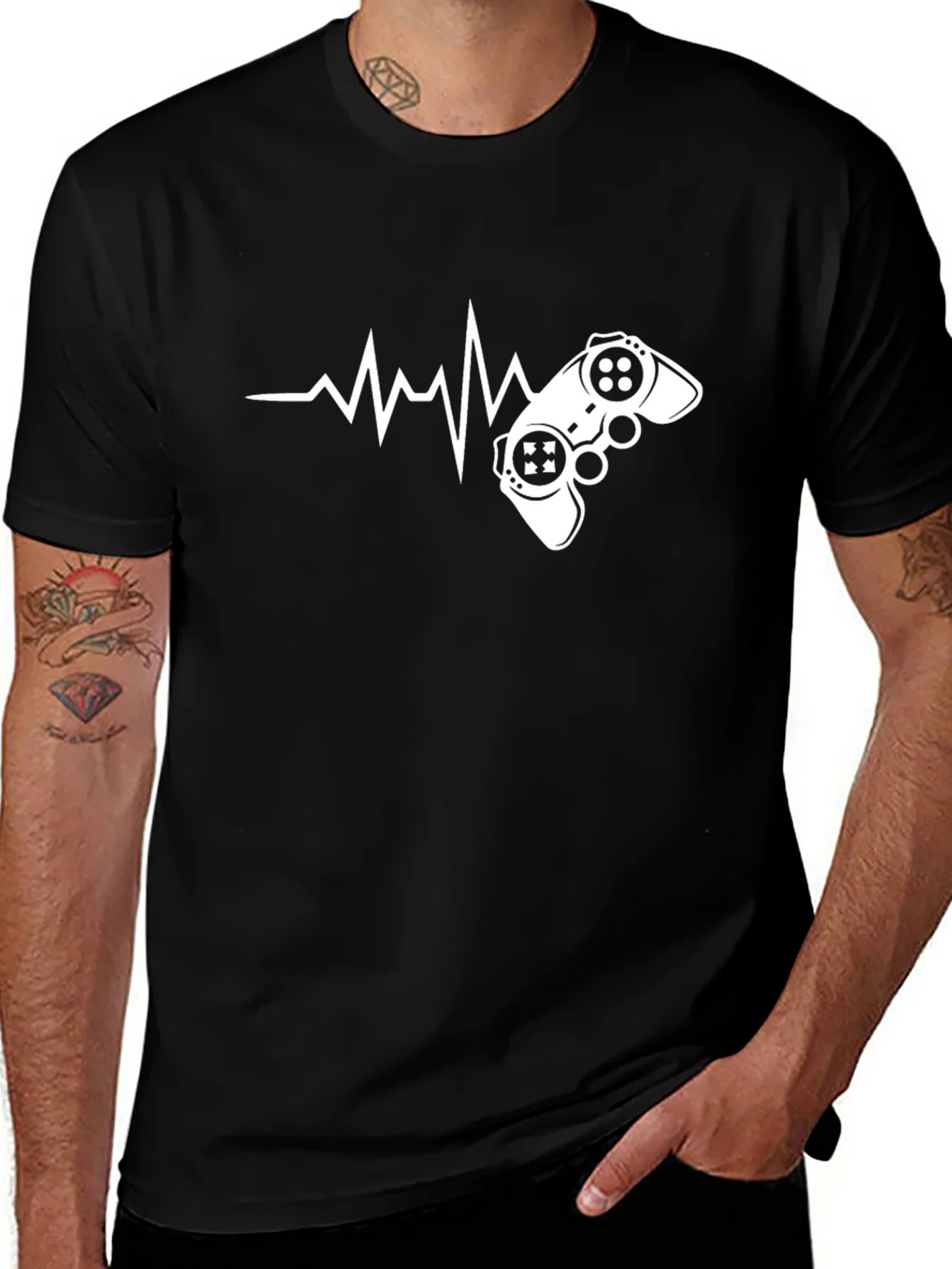 Gamer Heartbeat Graphic T-Shirt - Black product image 1