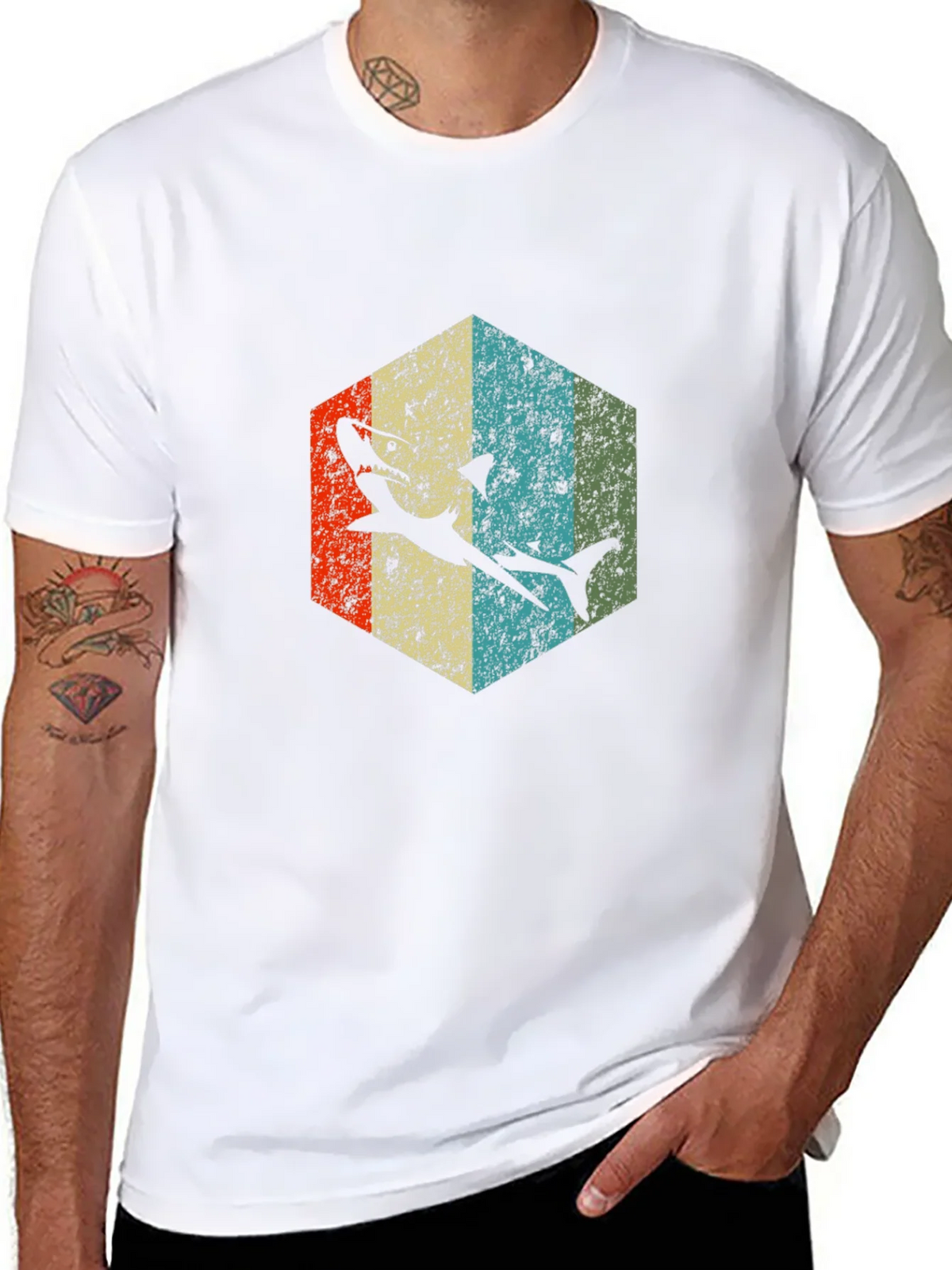 Retro Shark Graphic Tee - Black Cotton Blend product image 7