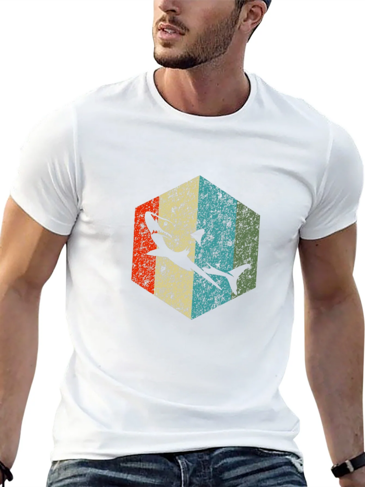 Retro Shark Graphic Tee - Black Cotton Blend product image 12