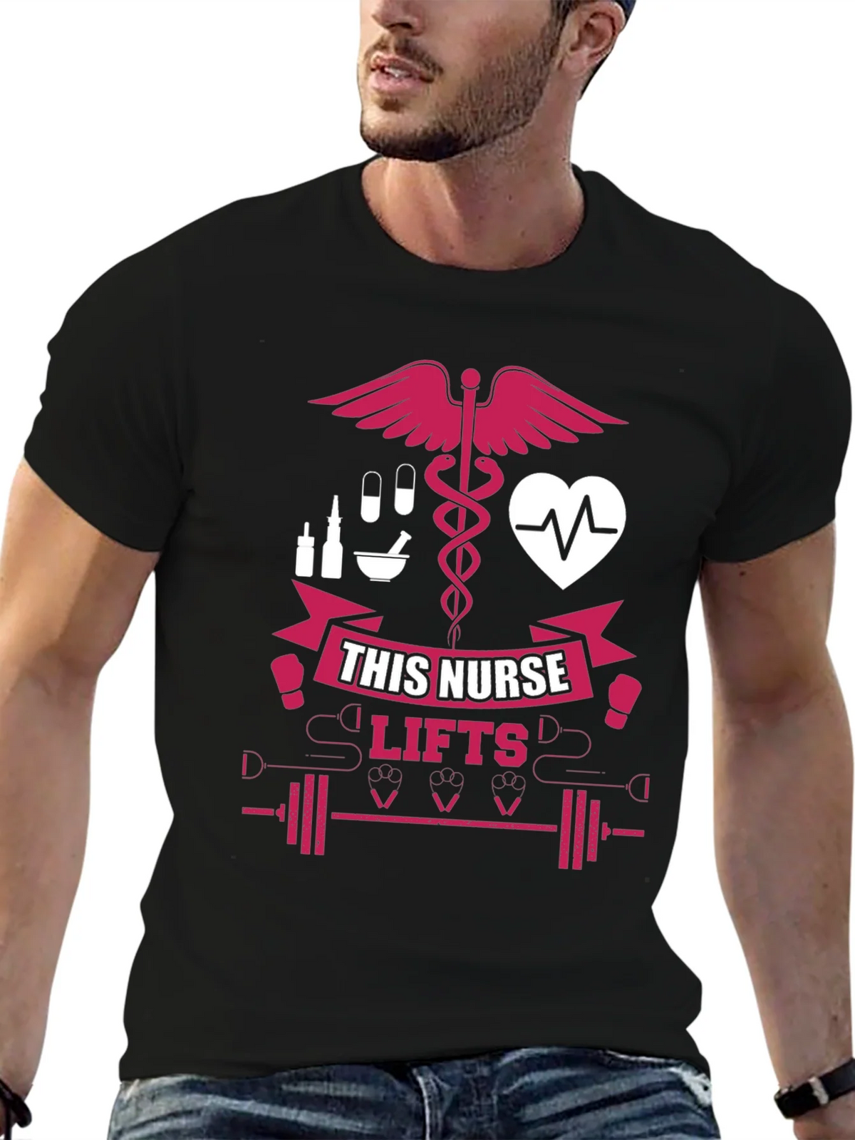 Nurse Lifts T-Shirt - Black Gym Tee for Healthcare Heroes product image 6