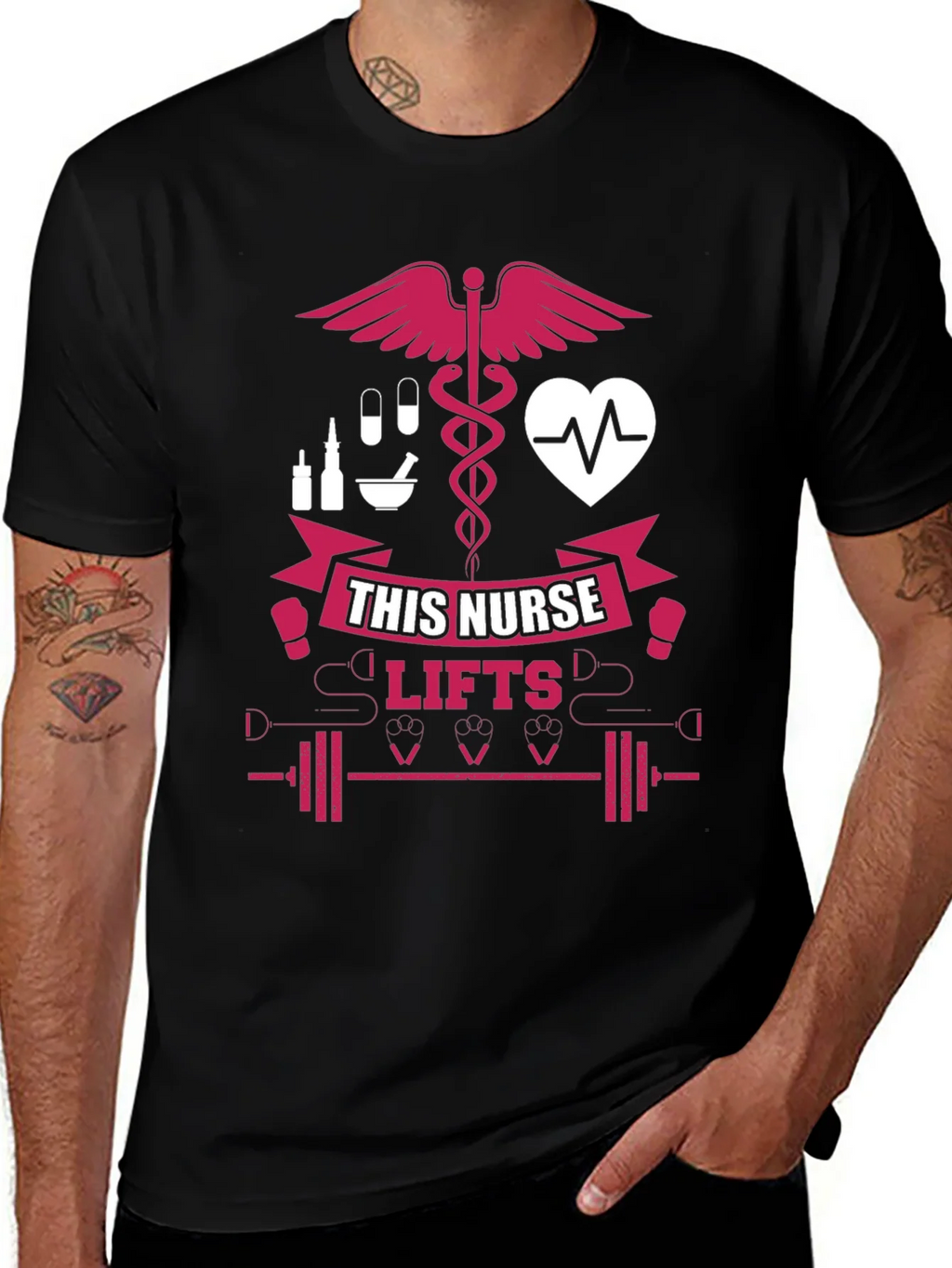 Nurse Lifts T-Shirt - Black Gym Tee for Healthcare Heroes product image 1