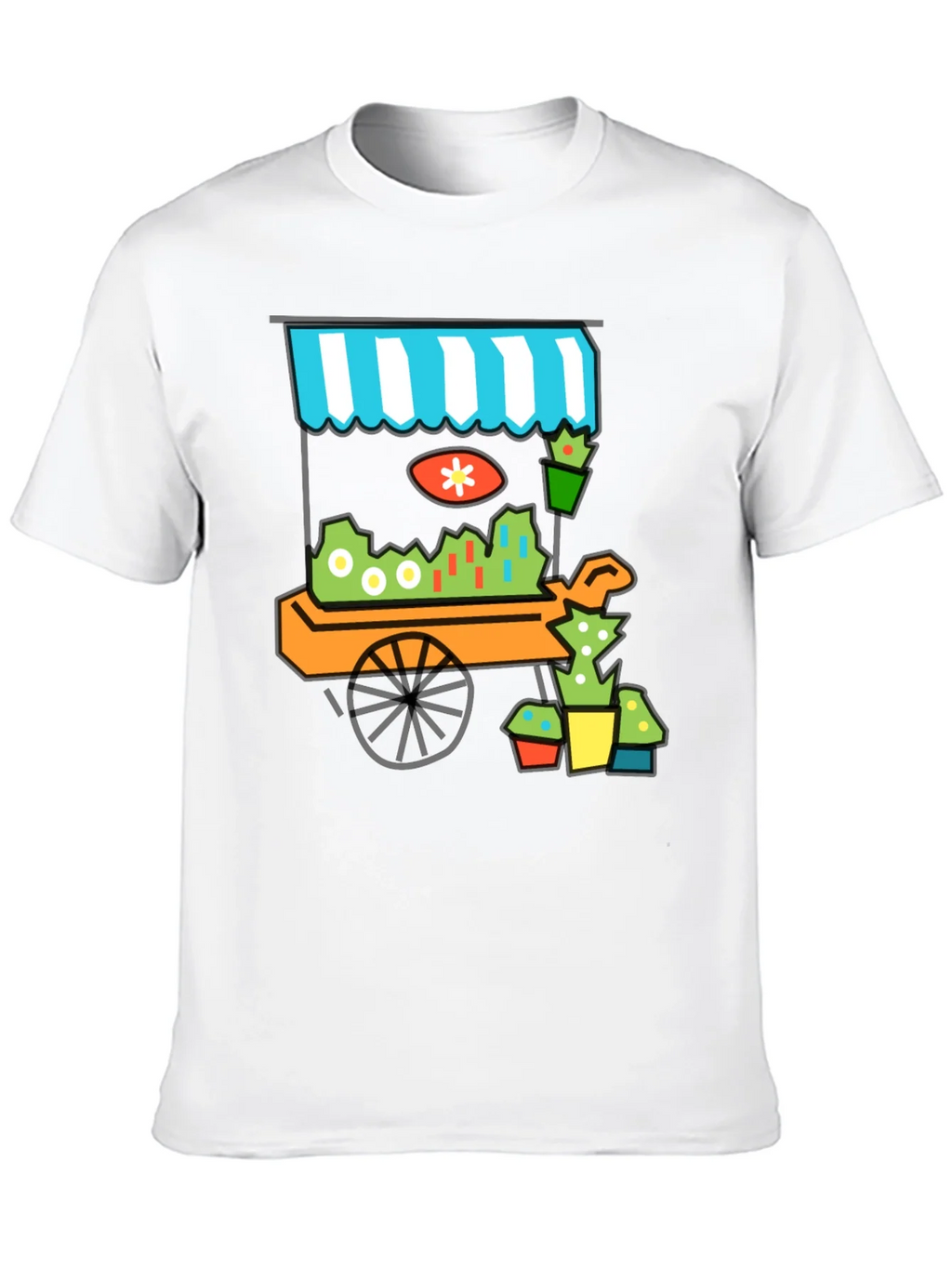Whimsical Market Cart T-Shirt - Black Cotton Tee product image 9