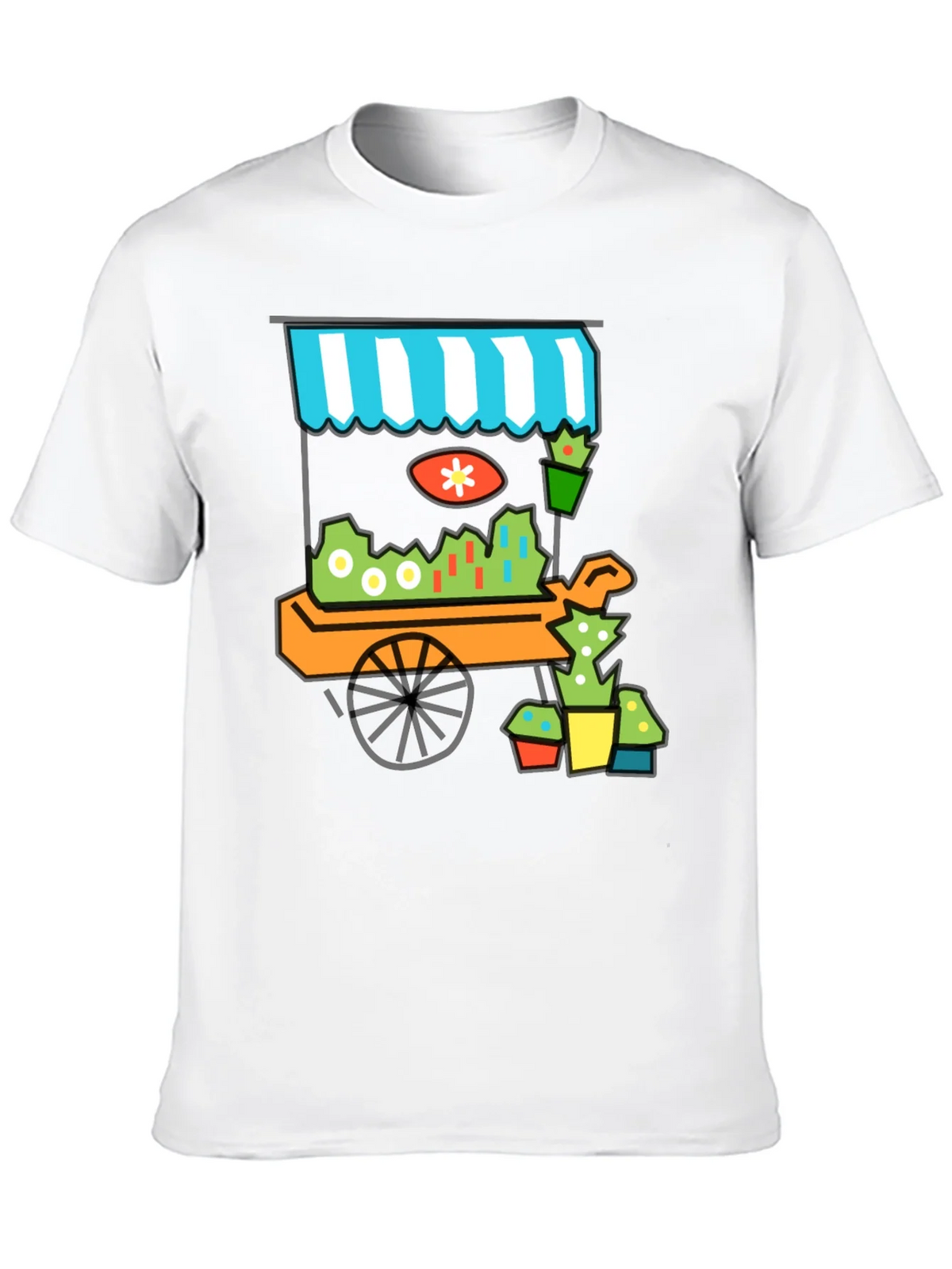Whimsical Market Cart T-Shirt - Black Cotton Tee product image 9
