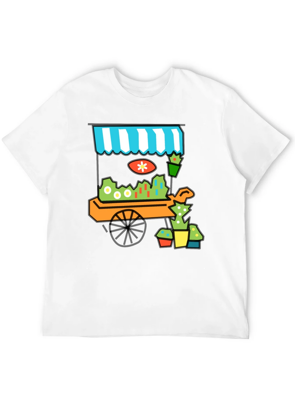 Whimsical Market Cart T-Shirt - Black Cotton Tee product image 11