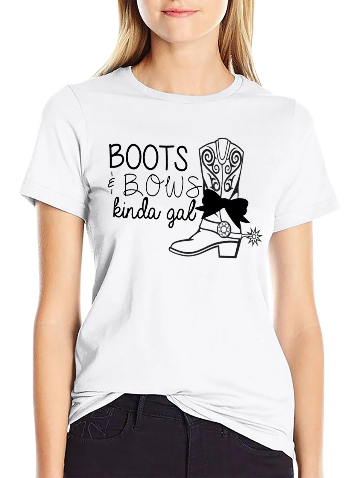 Boots & Bows Kinda Gal Black T-Shirt product image 8