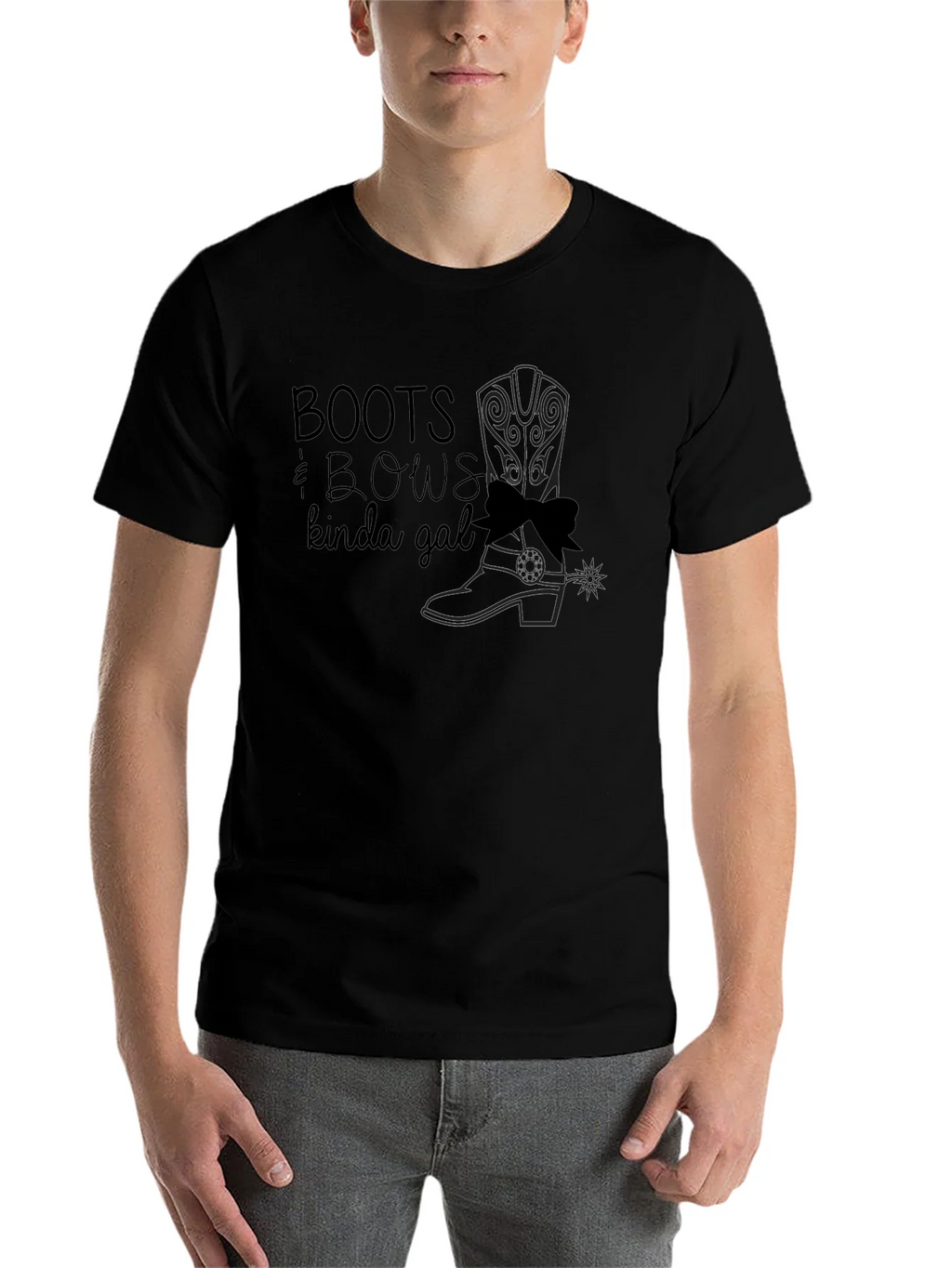 Boots & Bows Kinda Gal Black T-Shirt product image 4