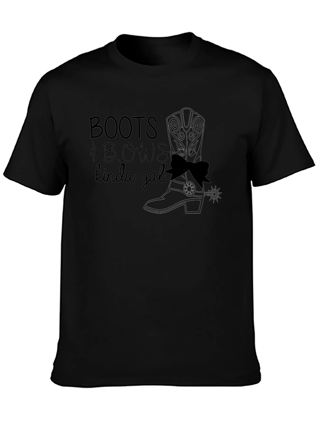Boots & Bows Kinda Gal Black T-Shirt product image 3