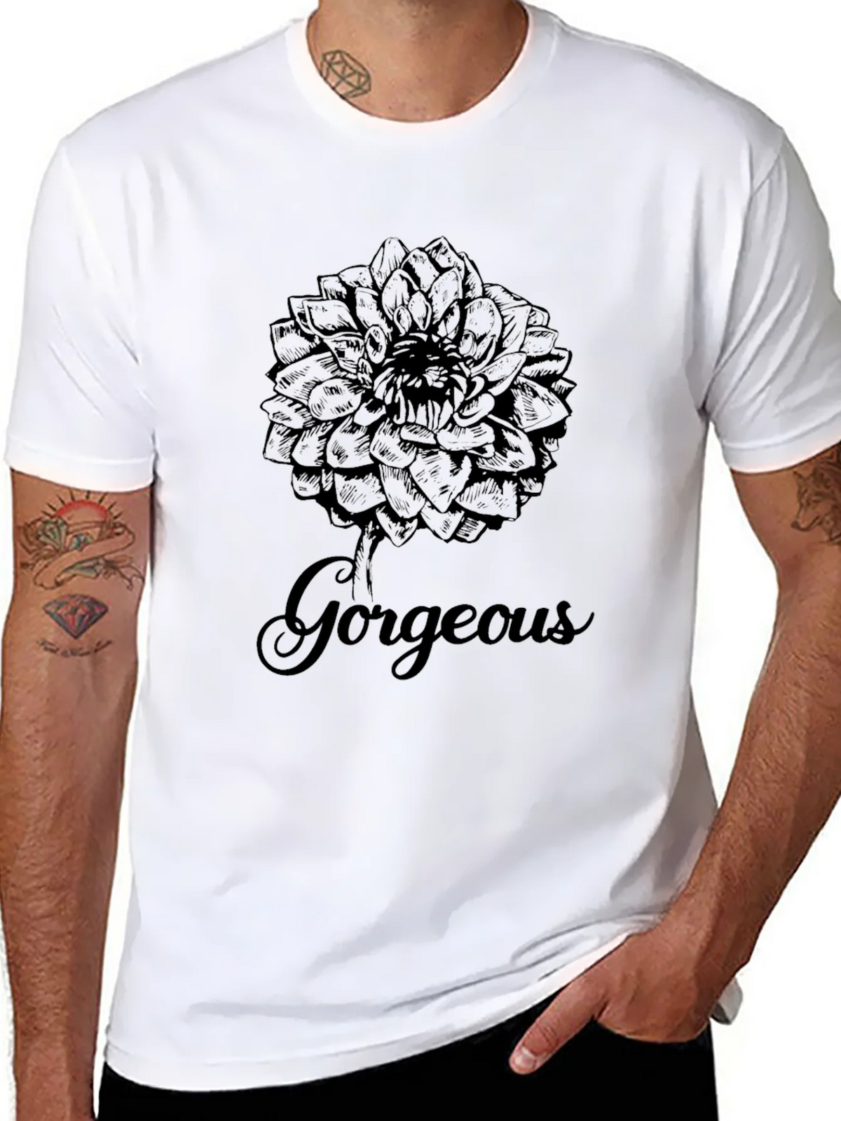 Gorgeous Flower Graphic Print Black T-Shirt product image 7