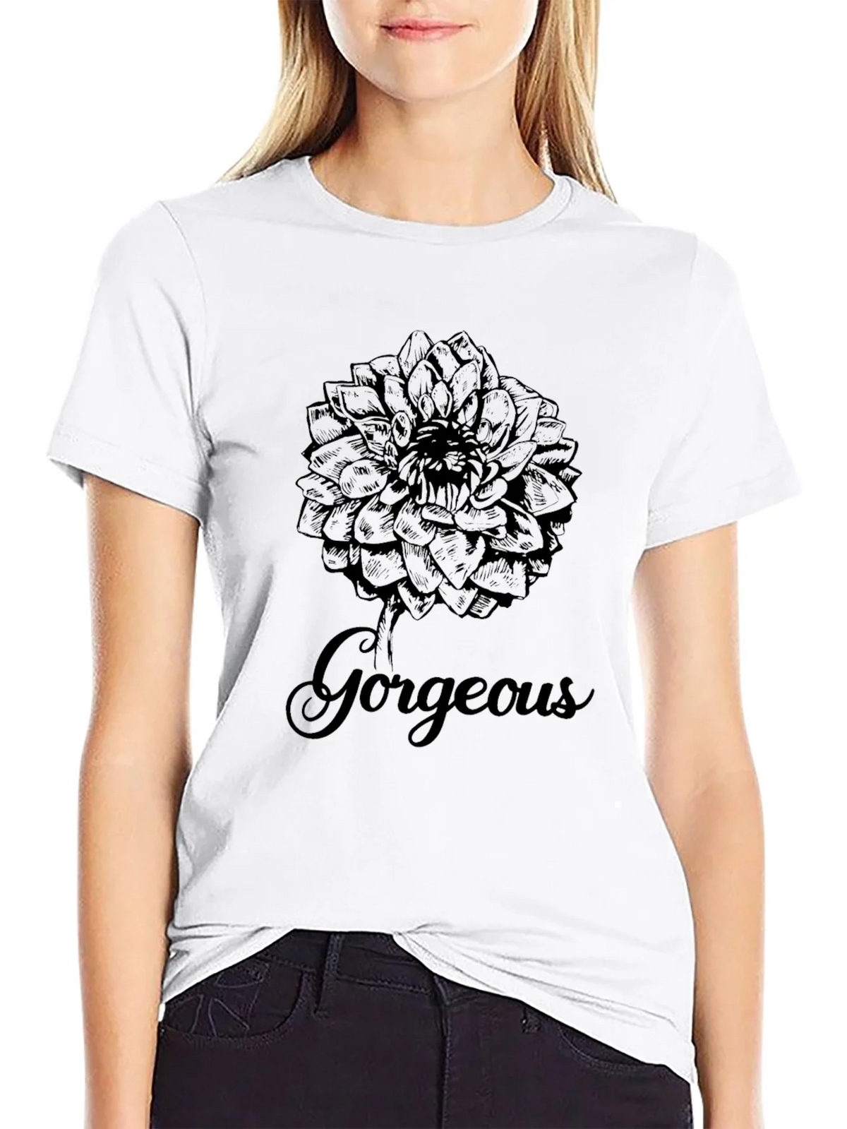 Gorgeous Flower Graphic Print Black T-Shirt product image 8