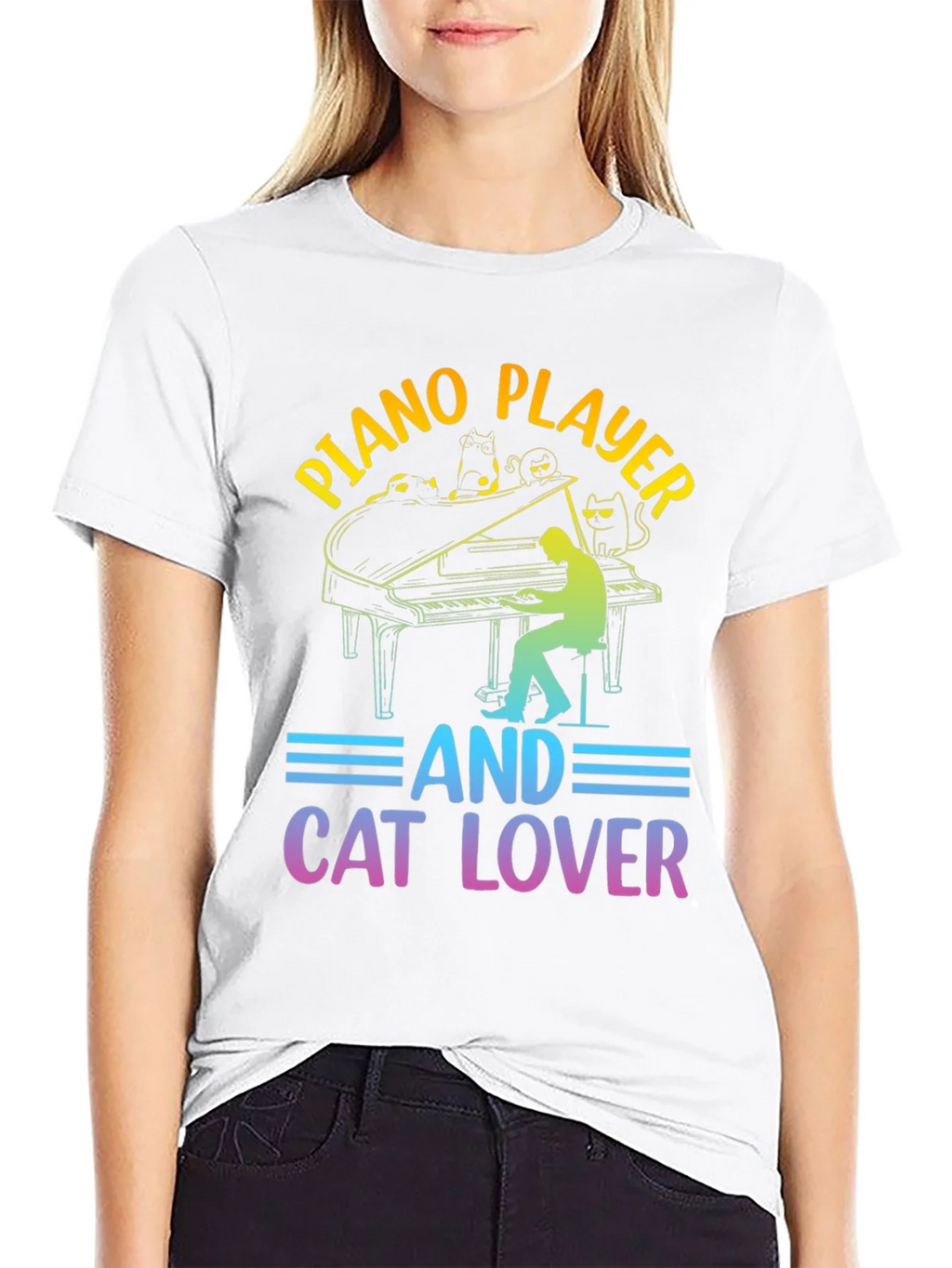 Piano Player Cat Lover T-Shirt - Music & Feline Fun product image 8