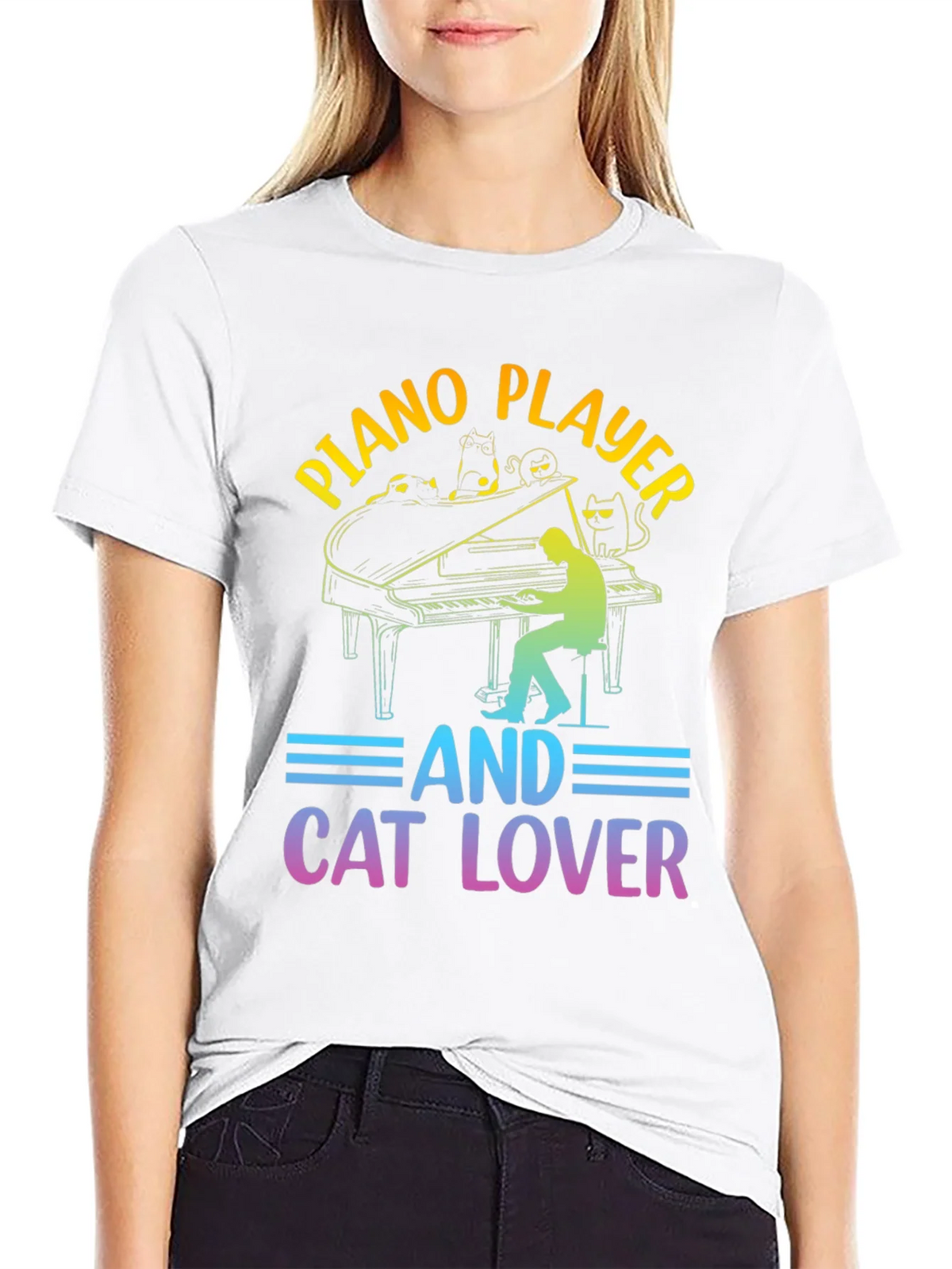 Piano Player Cat Lover T-Shirt - Music & Feline Fun product image 8