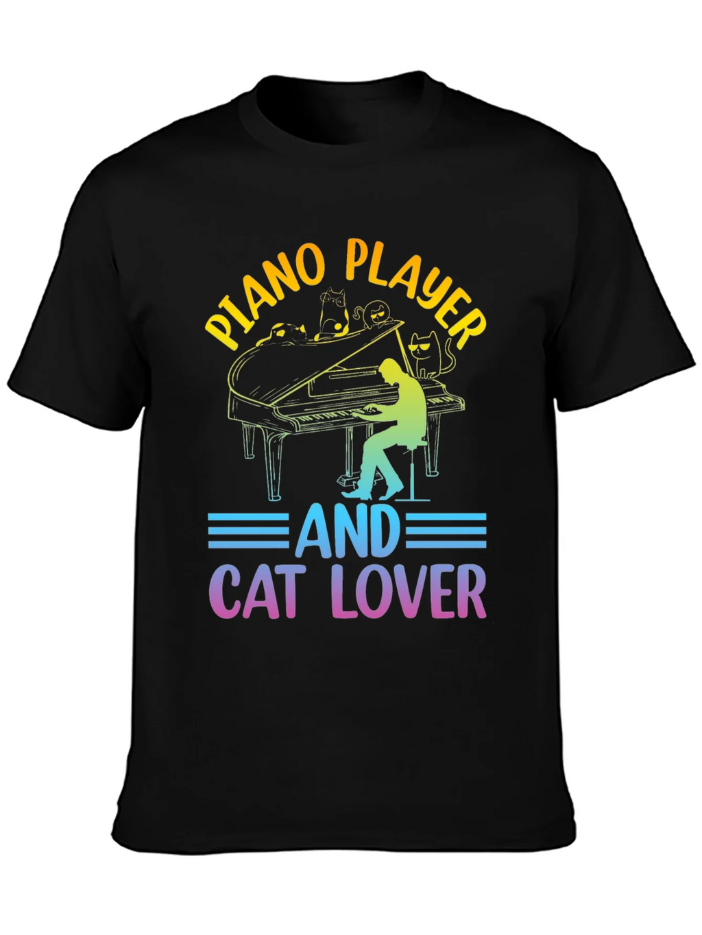 Piano Player Cat Lover T-Shirt - Music & Feline Fun product image 3