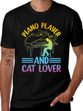 Piano Player Cat Lover T-Shirt - Music & Feline Fun product image 1