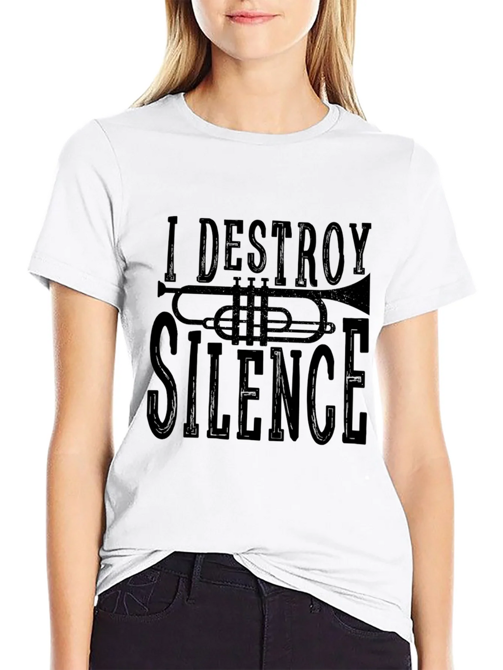 I DESTROY SILENCE T-Shirt - Black Trumpet Graphic Tee product image 8