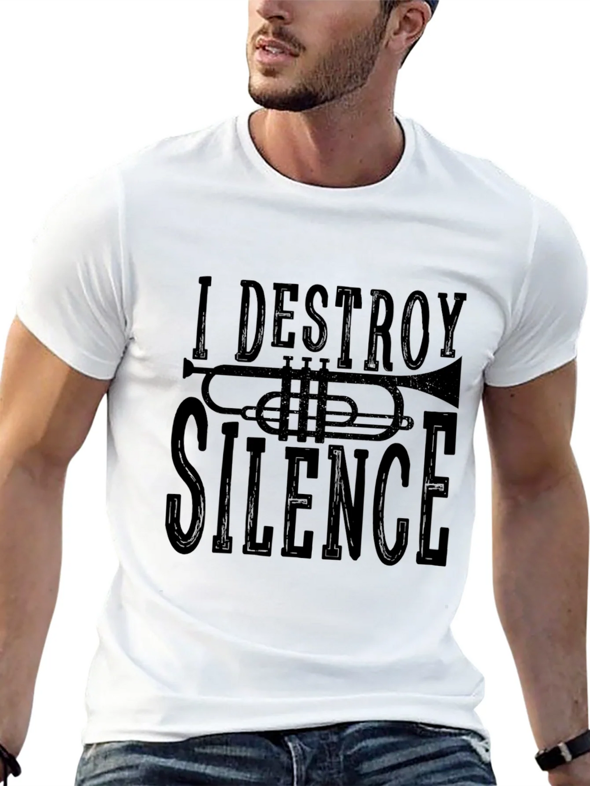 I DESTROY SILENCE T-Shirt - Black Trumpet Graphic Tee product image 12