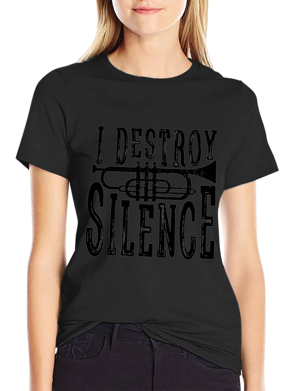 I DESTROY SILENCE T-Shirt - Black Trumpet Graphic Tee product image 2