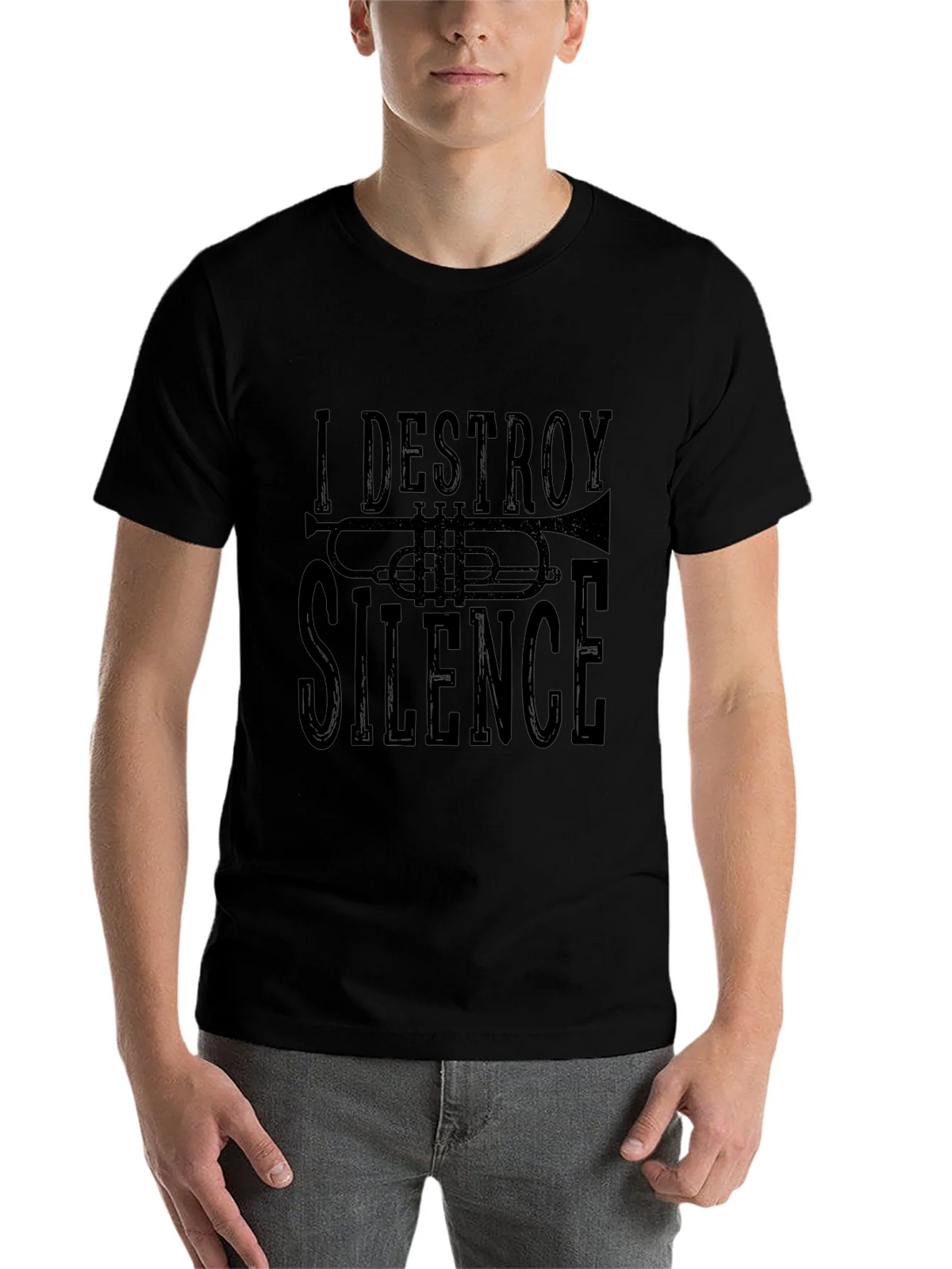 I DESTROY SILENCE T-Shirt - Black Trumpet Graphic Tee product image 4