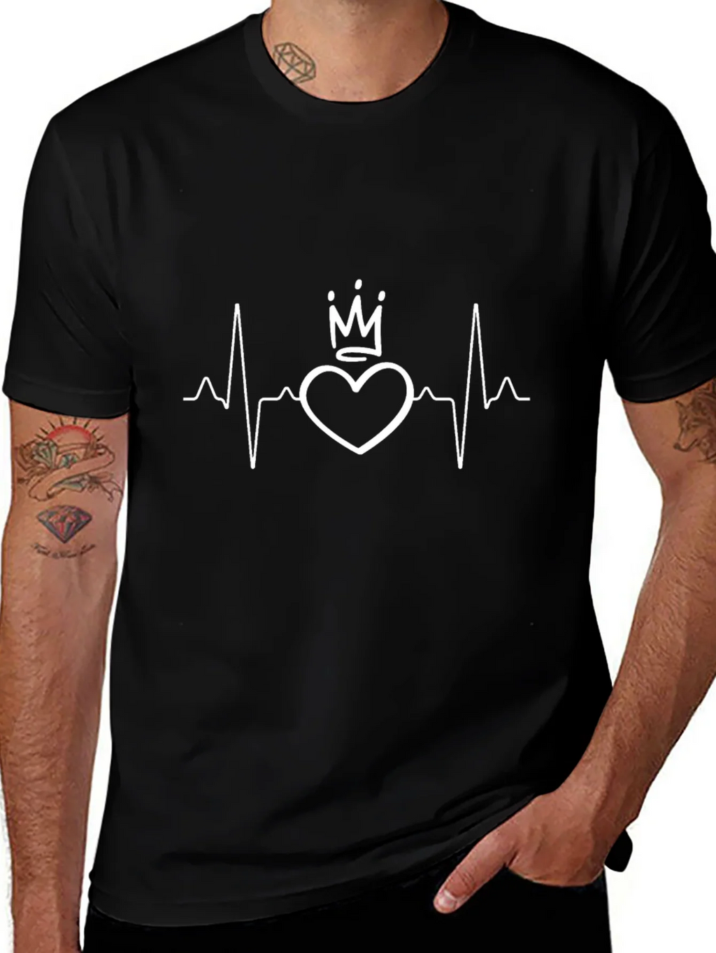 Heartbeat Crown Graphic Tee - Black Cotton product image 1