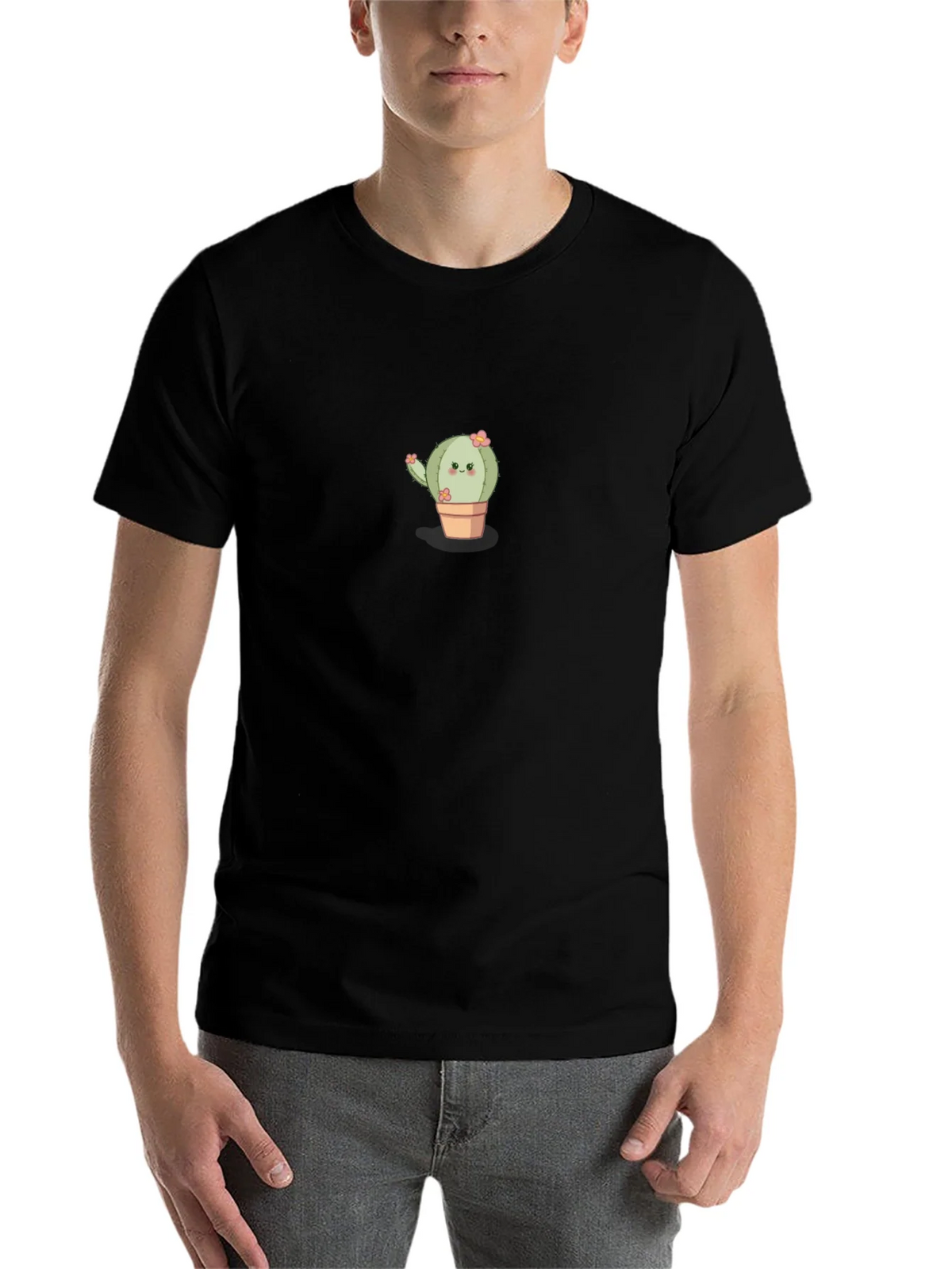 Cute Cactus Graphic Tee - Black Crew Neck T-Shirt product image 4