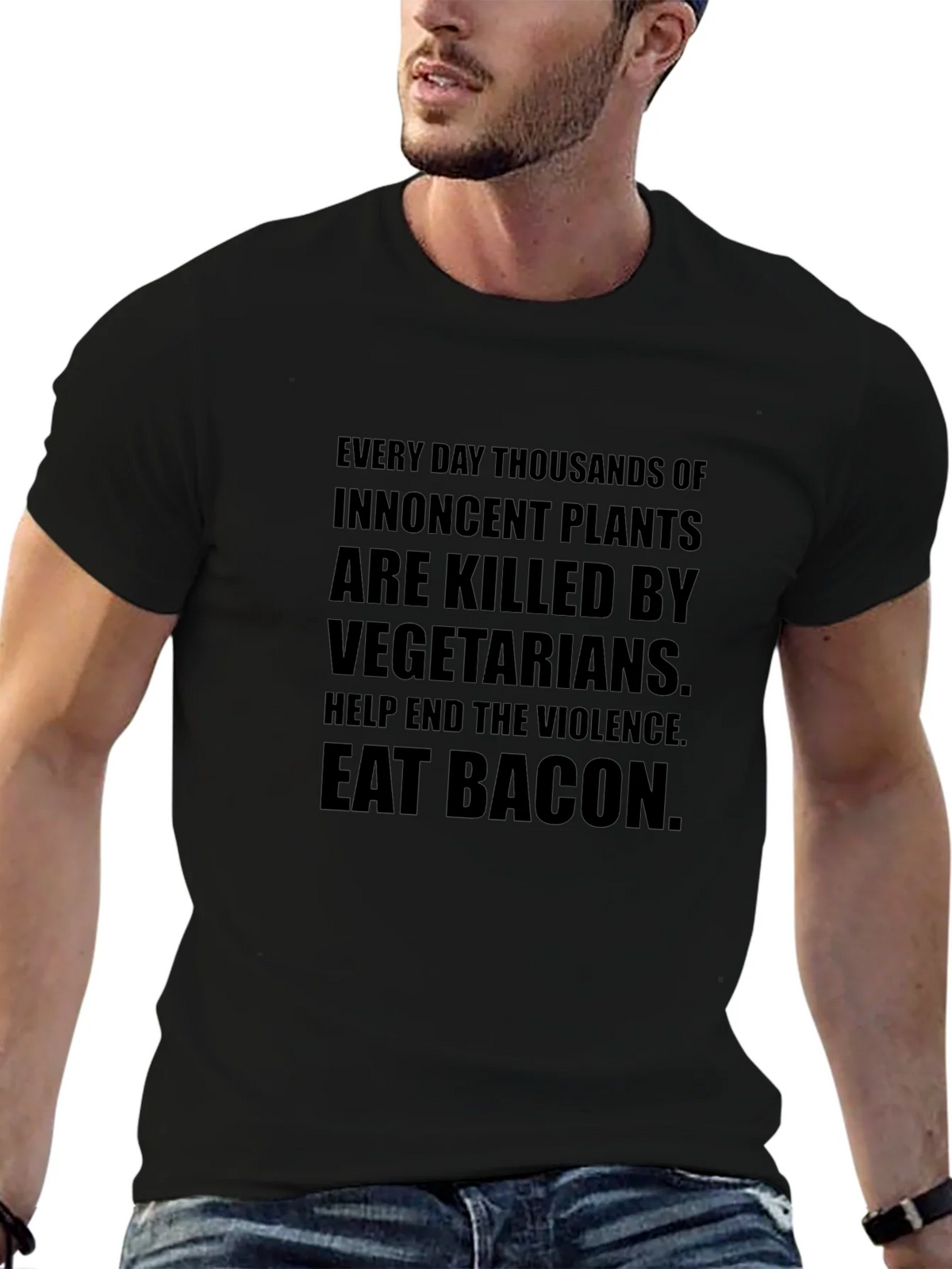 Eat Bacon Slogan Tee - End Plant Violence product image 6